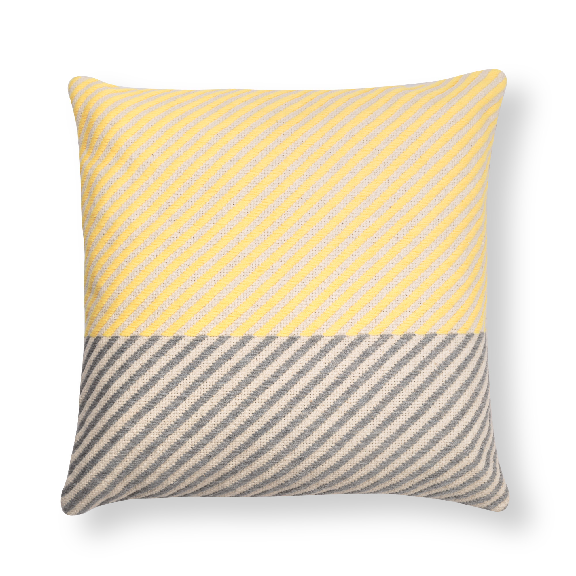 Yellow Horizontal Block Striped Cushion Oliver Bonas