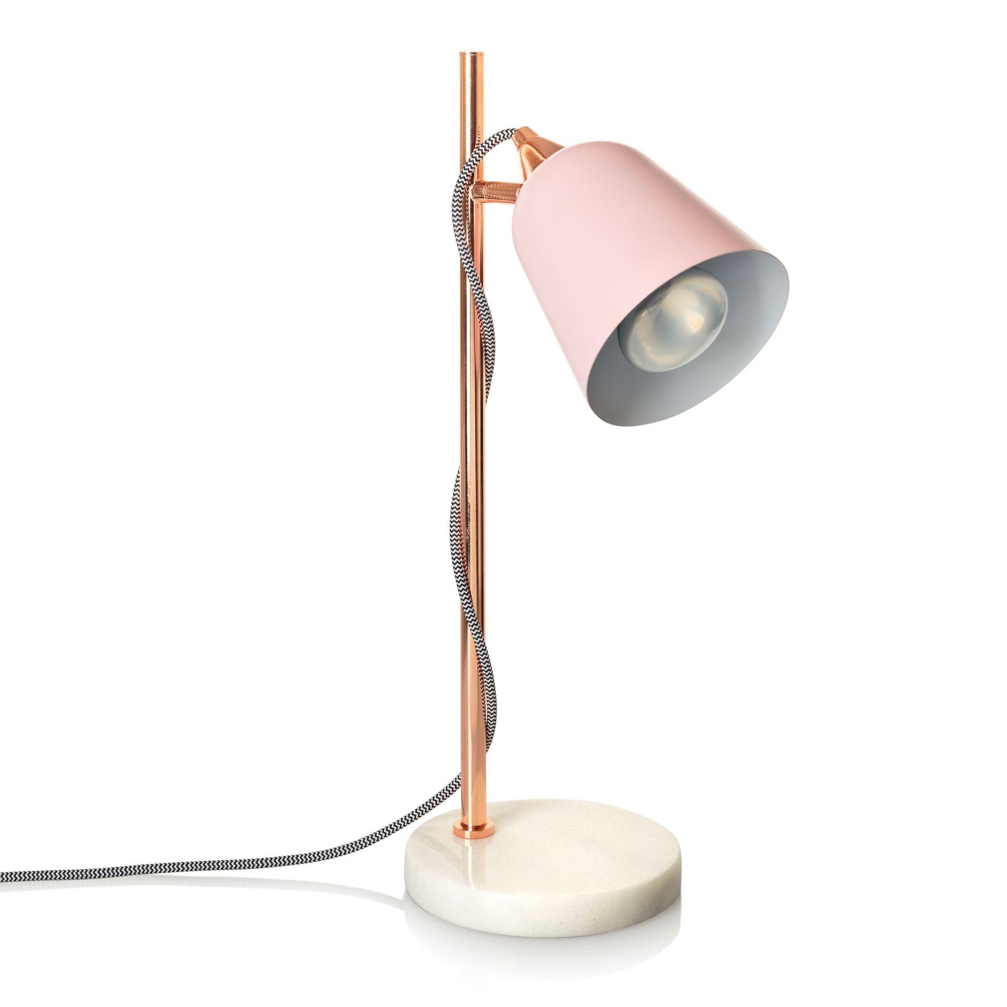 Pink Table Lamp with Marble Base  Oliver Bonas