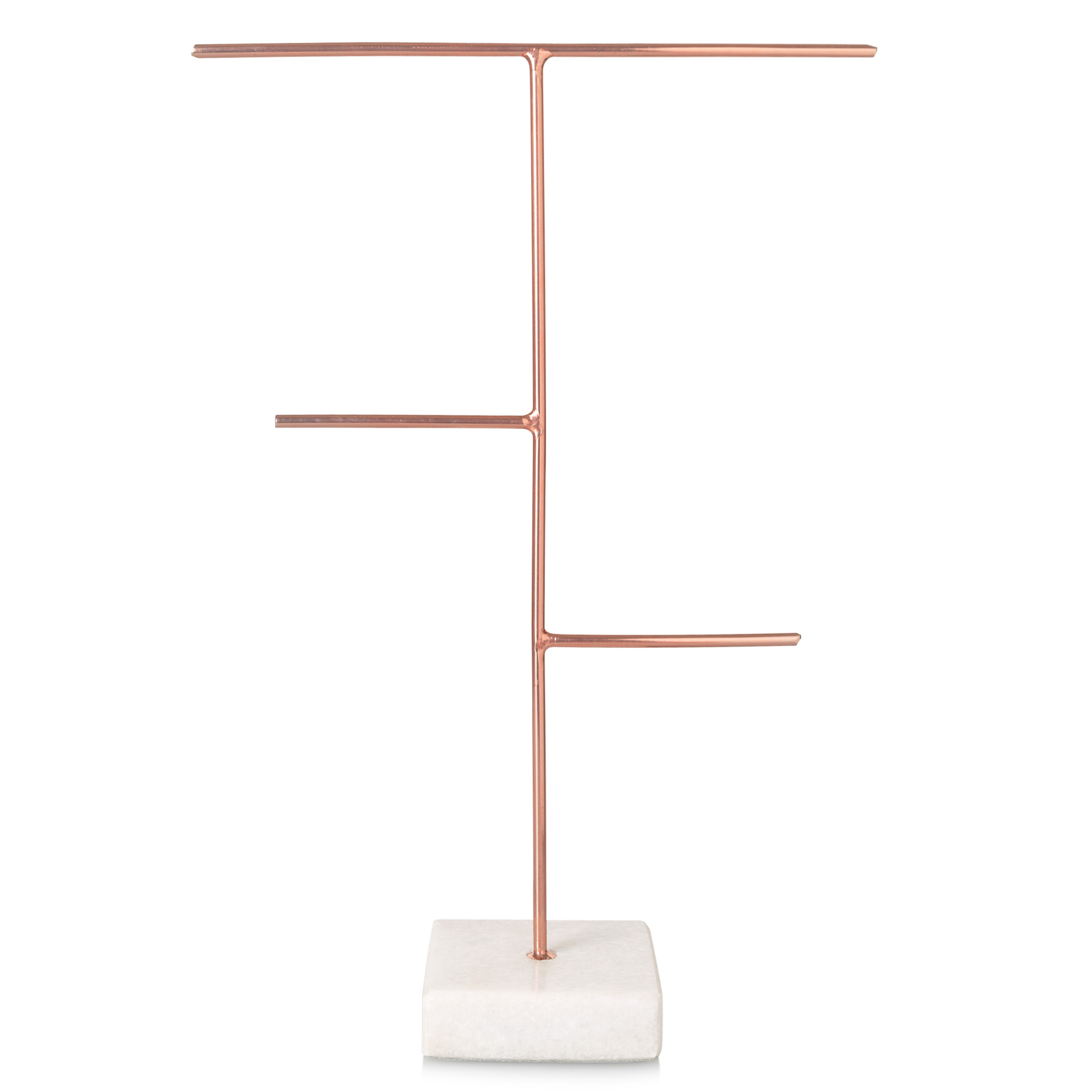 Three Arm Copper & Marble Base Jewellery Stand Oliver Bonas