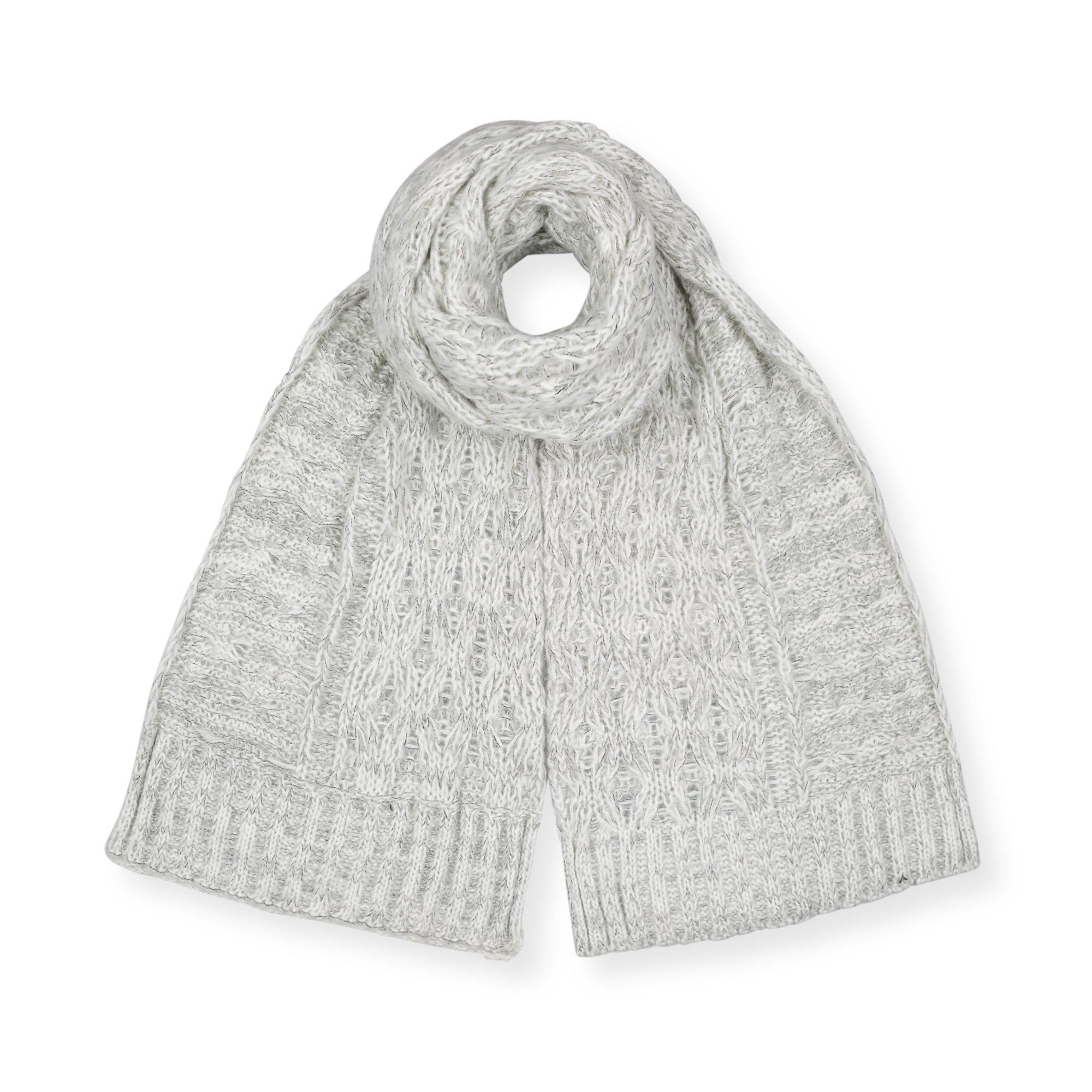 Long Gray Cable Knit Scarf Oliver Bonas US