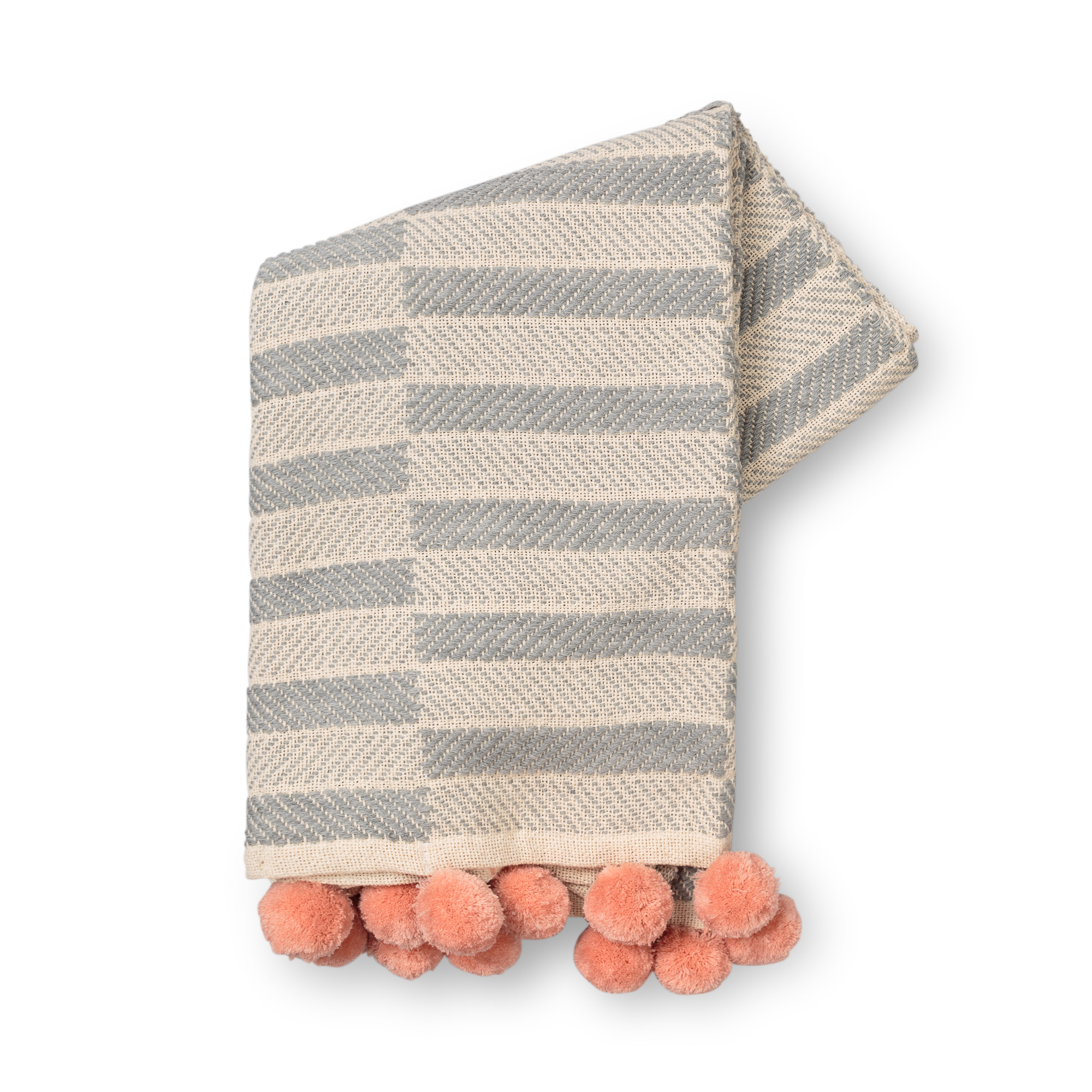 Woven Stripe Pom Pom Throw Oliver Bonas