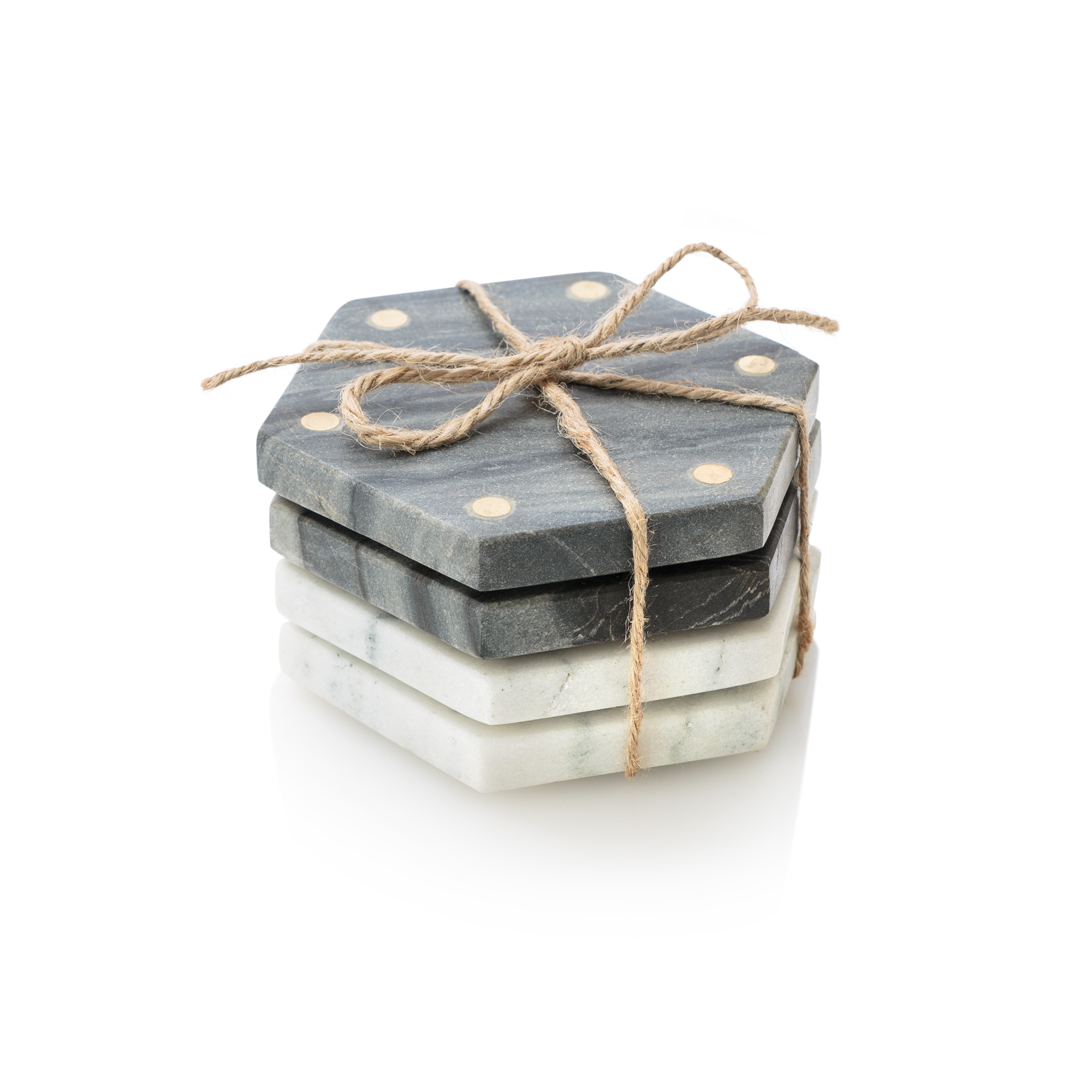 Set of Four Mixed Marble Hexagon Coasters Oliver Bonas