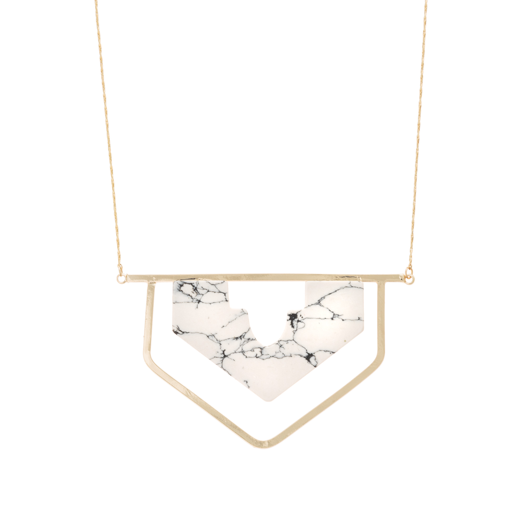 V Shaped Howlite Necklace Oliver Bonas
