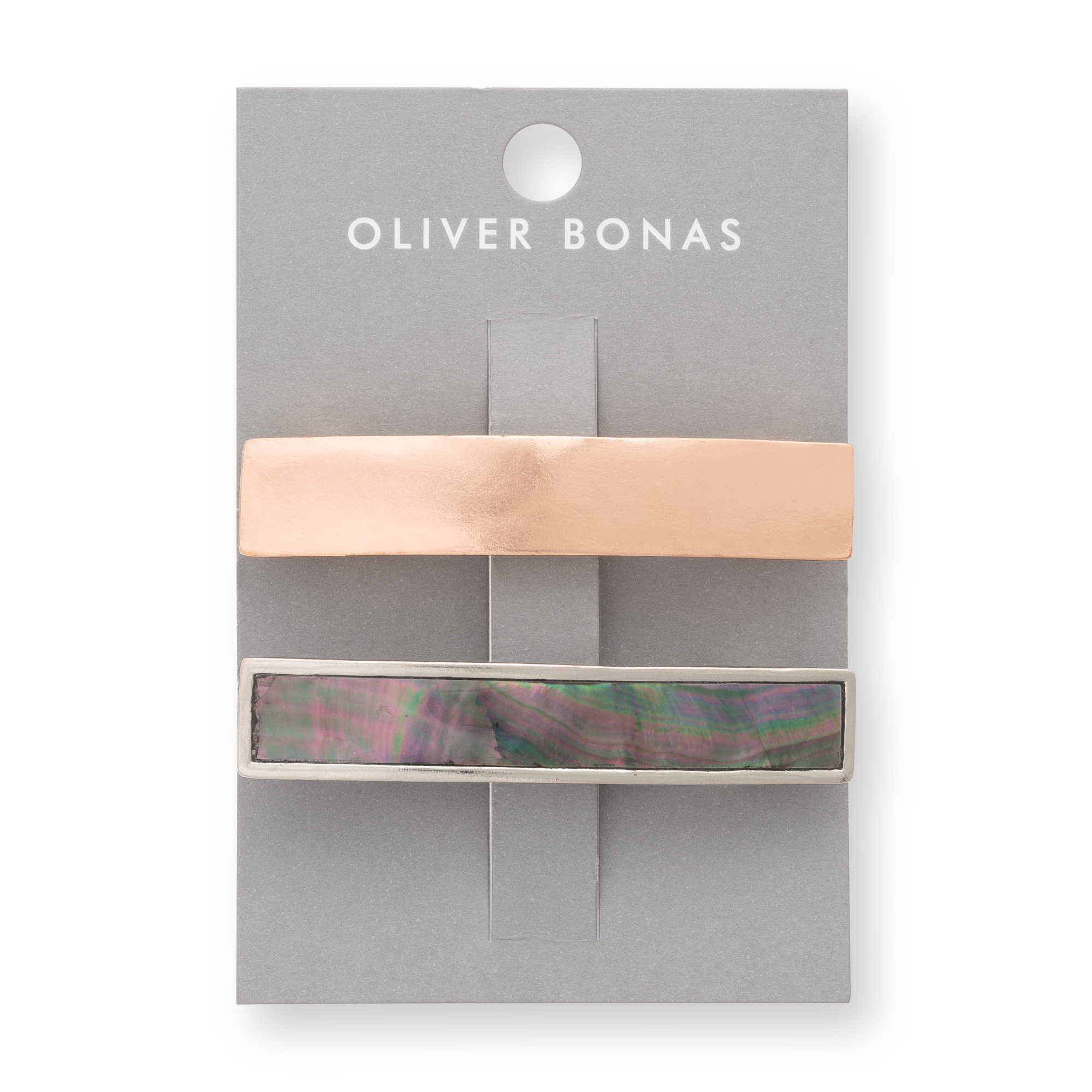 Set of Two Chunky Pearlescent Barrette Hair Clips Oliver Bonas