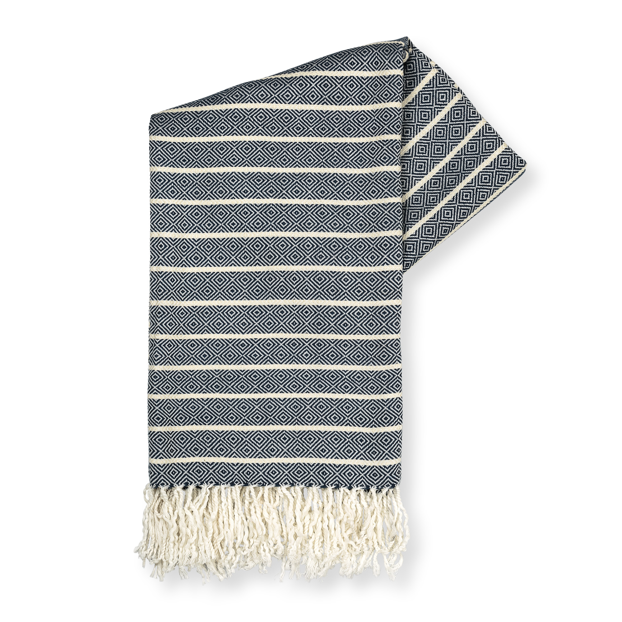 Tassel Geo Striped Throw Oliver Bonas