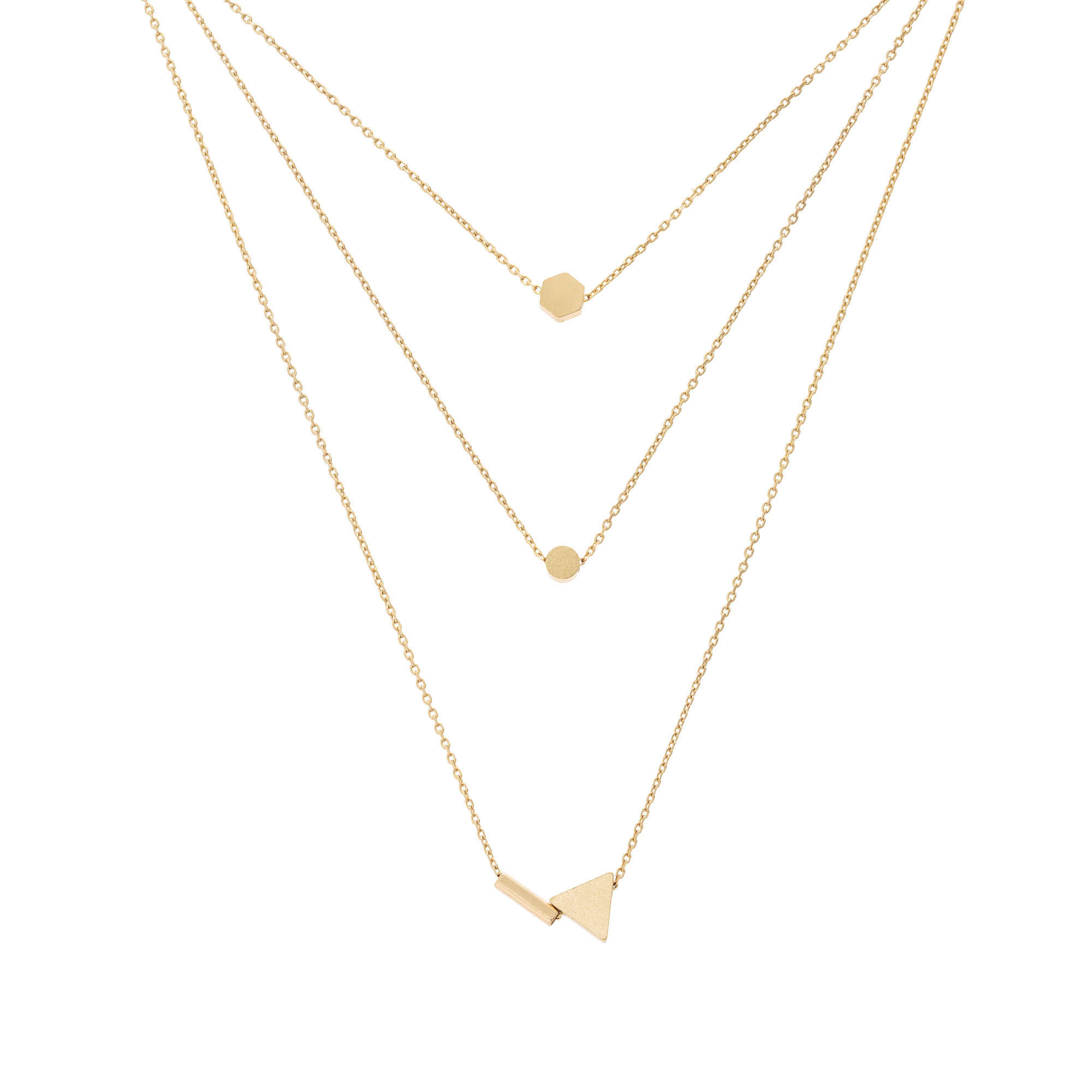 Elverita Triple Row Tiny Geo Necklace Oliver Bonas