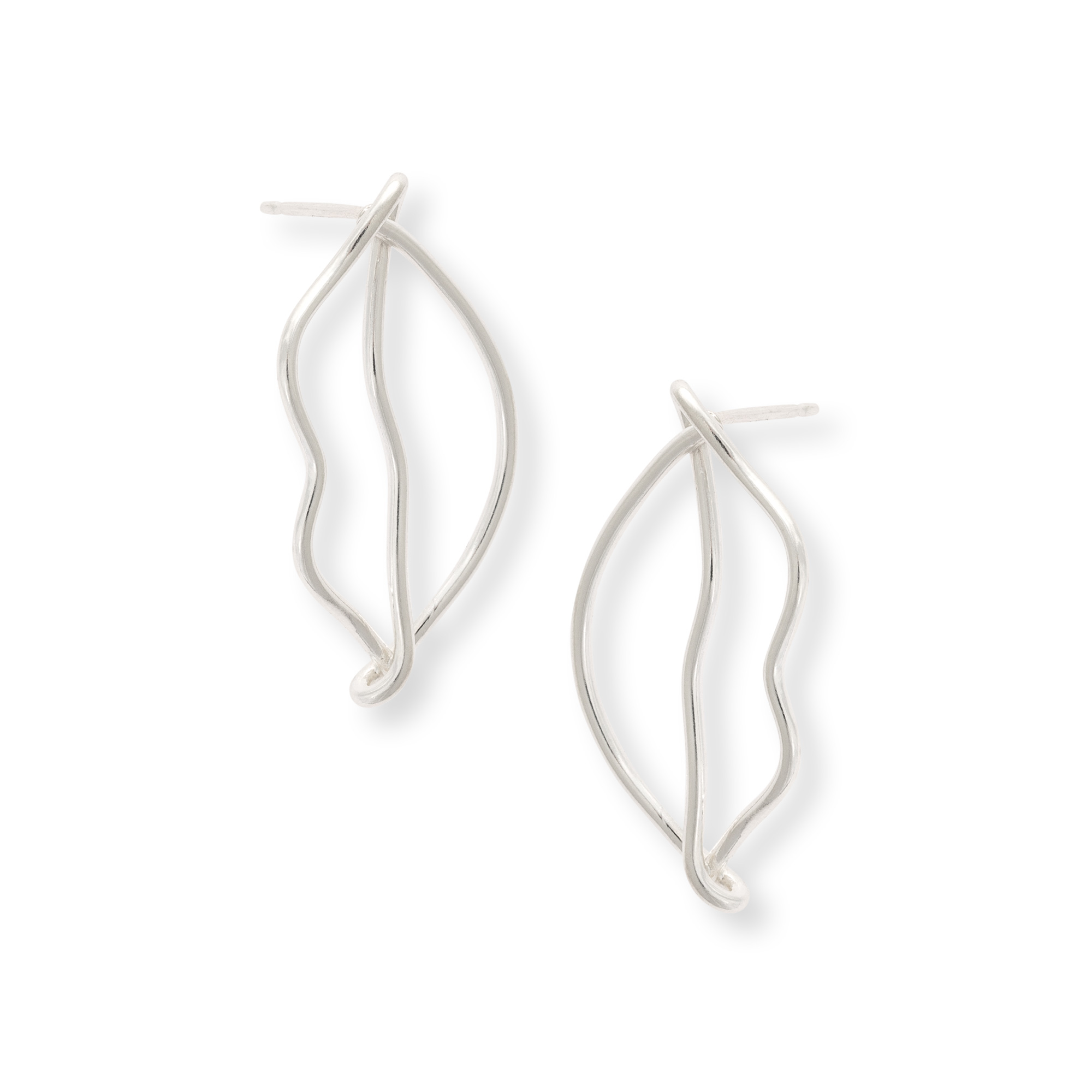Silver Statement Lips Outline Earrings Oliver Bonas