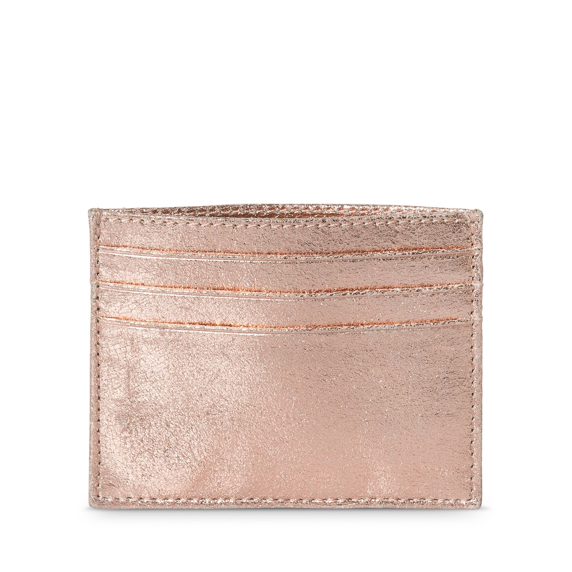 Lacey Seven Pocket Rose Gold Leather Card Holder | Oliver Bonas