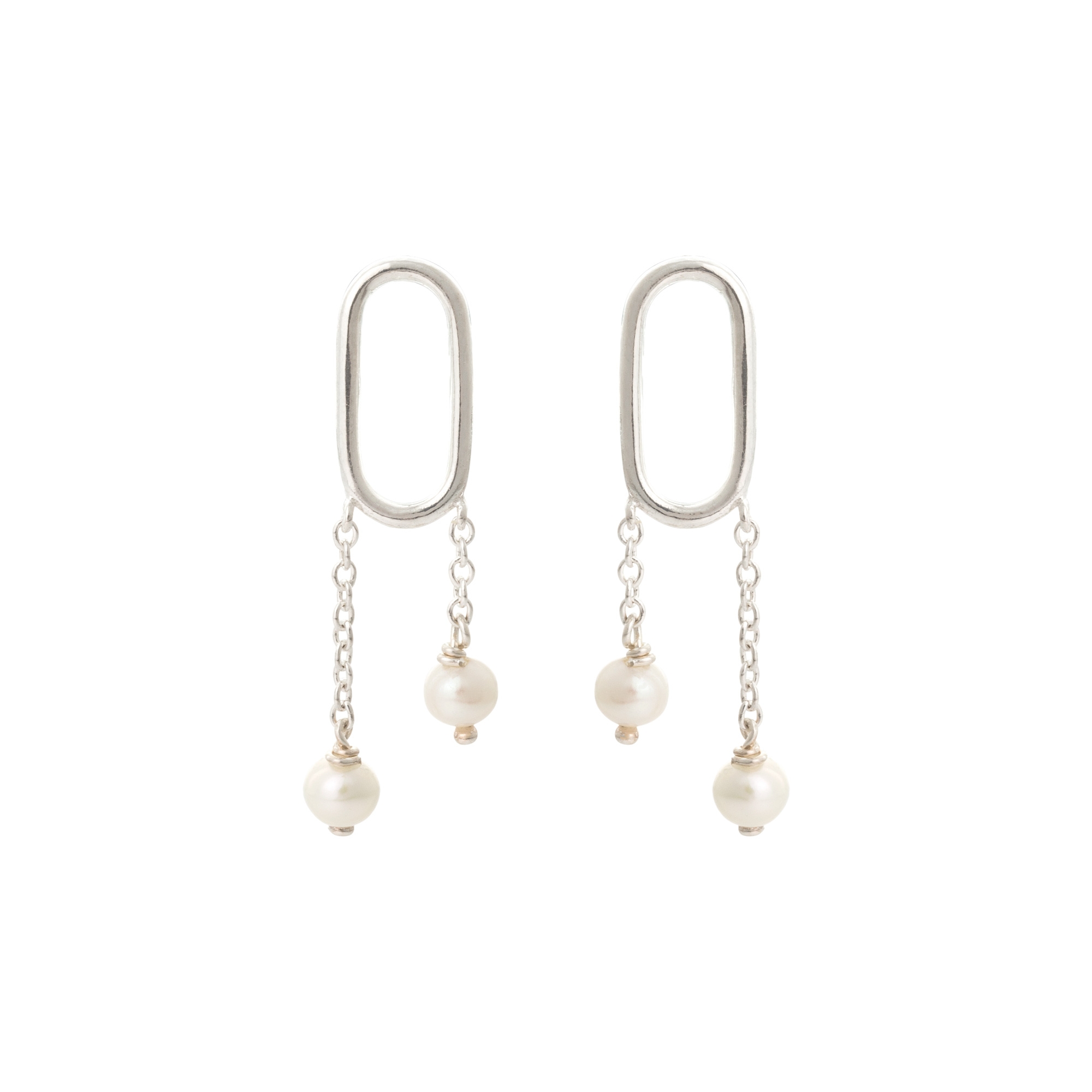 Rowenna Mini Oval & Double Pearl Drop Earrings Oliver Bonas