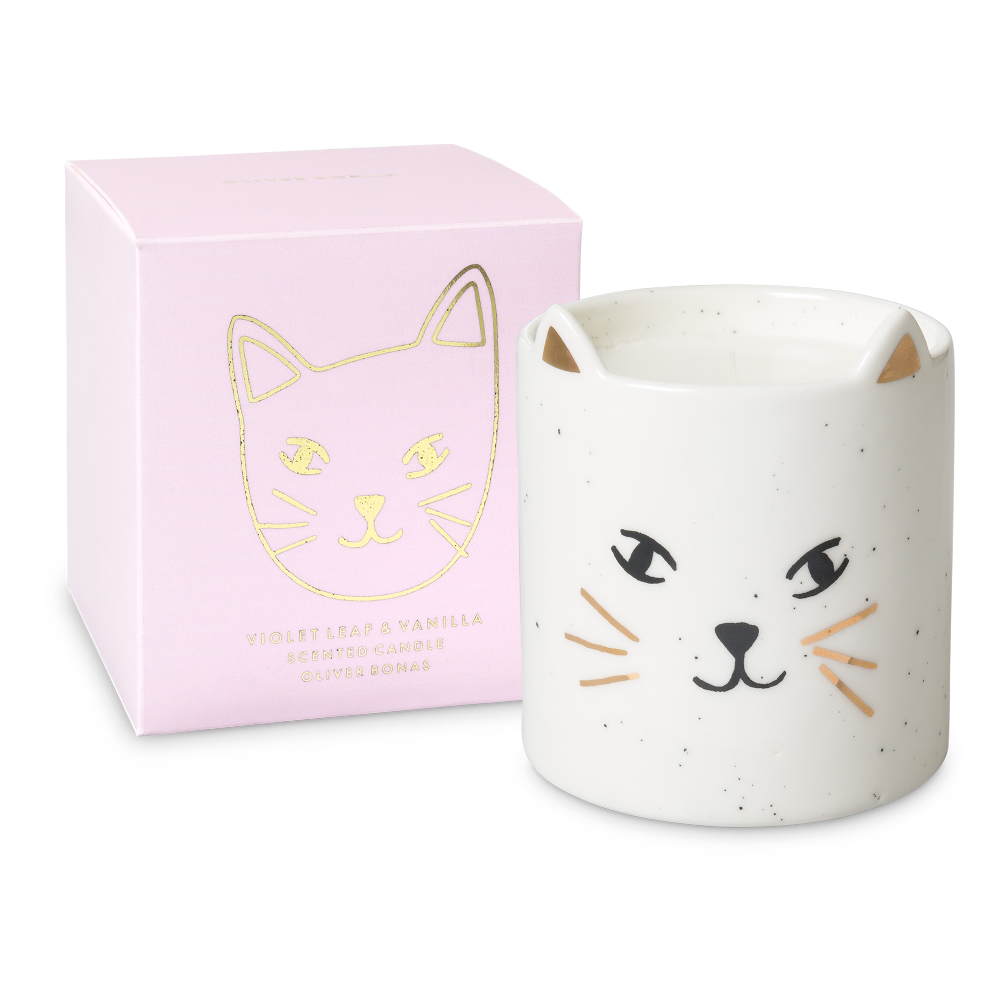Violet Leaf & Vanilla Scented Cat Candle Oliver Bonas US