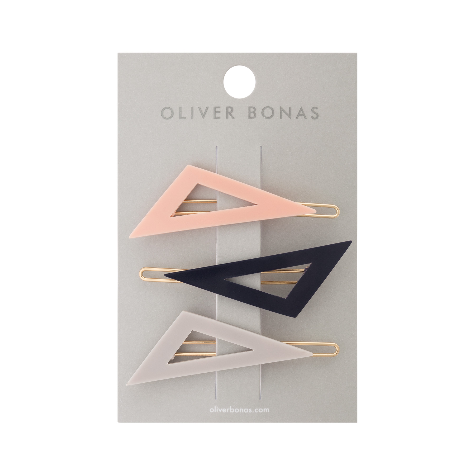 Set of Three Colour Geo Triangle Hair Clips Oliver Bonas