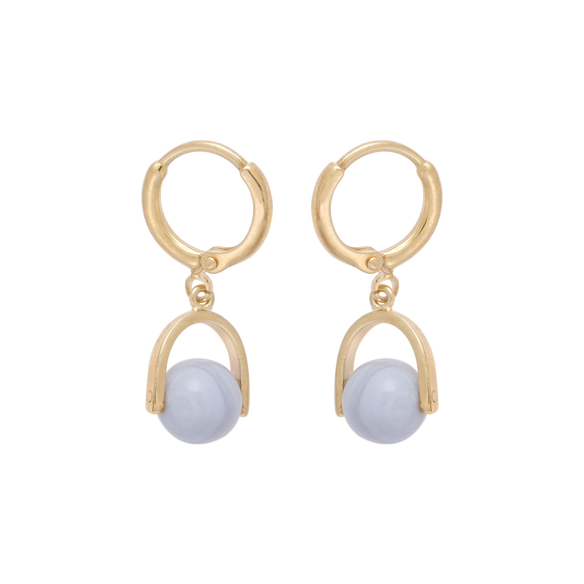 Rara Spinning Round Stone Gold Plated Earrings Oliver Bonas