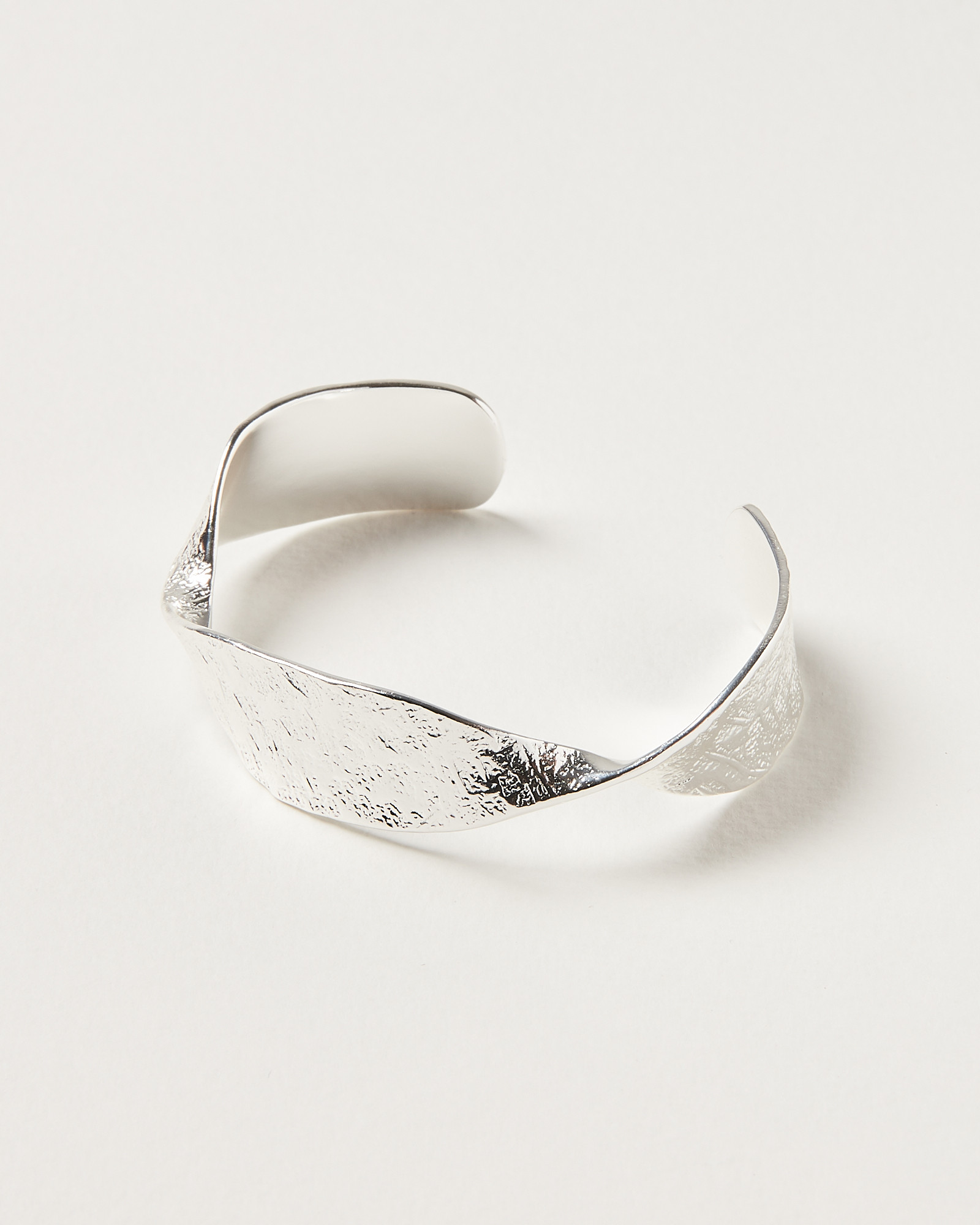 Sculptural Twist Silver Plated Cuff Bangle