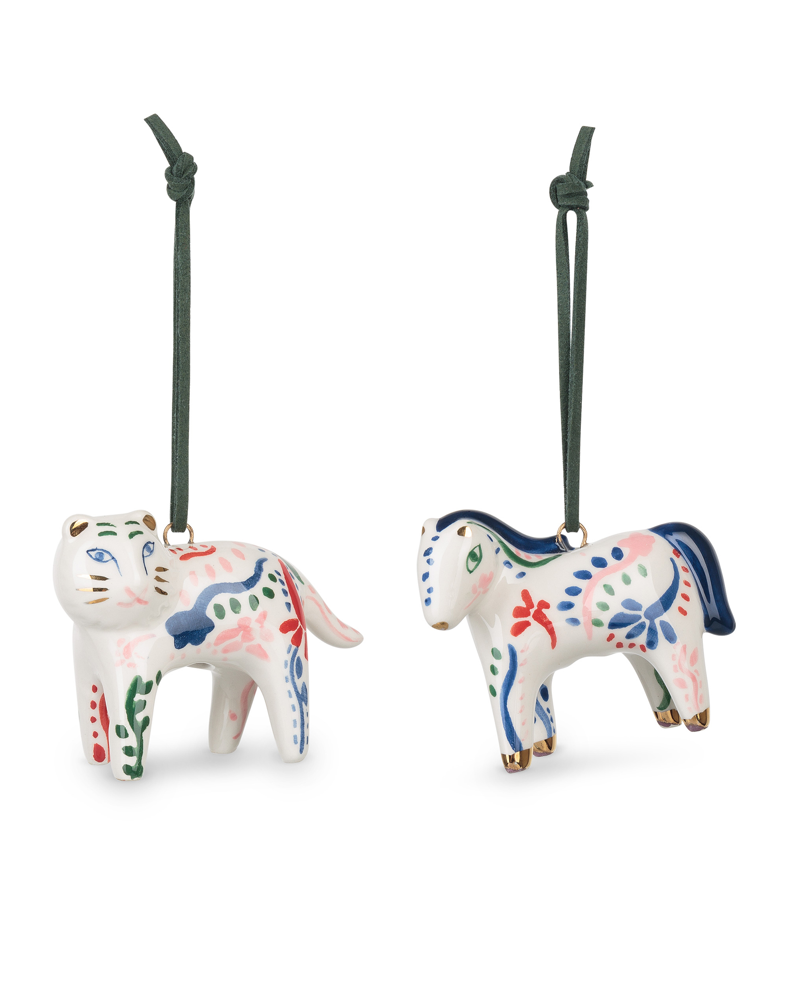 Animals Ceramic Christmas Decorations Set of Two | Oliver Bonas