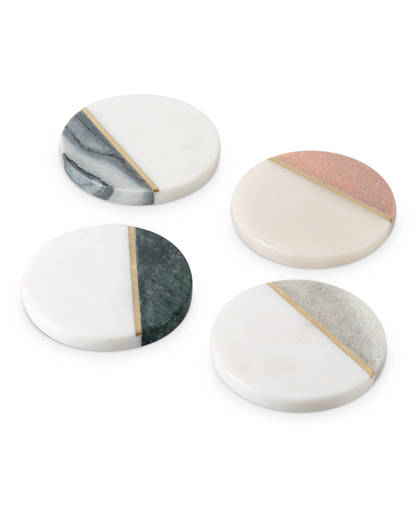 Kinship Marble & Brass Coasters Set of Four Oliver Bonas