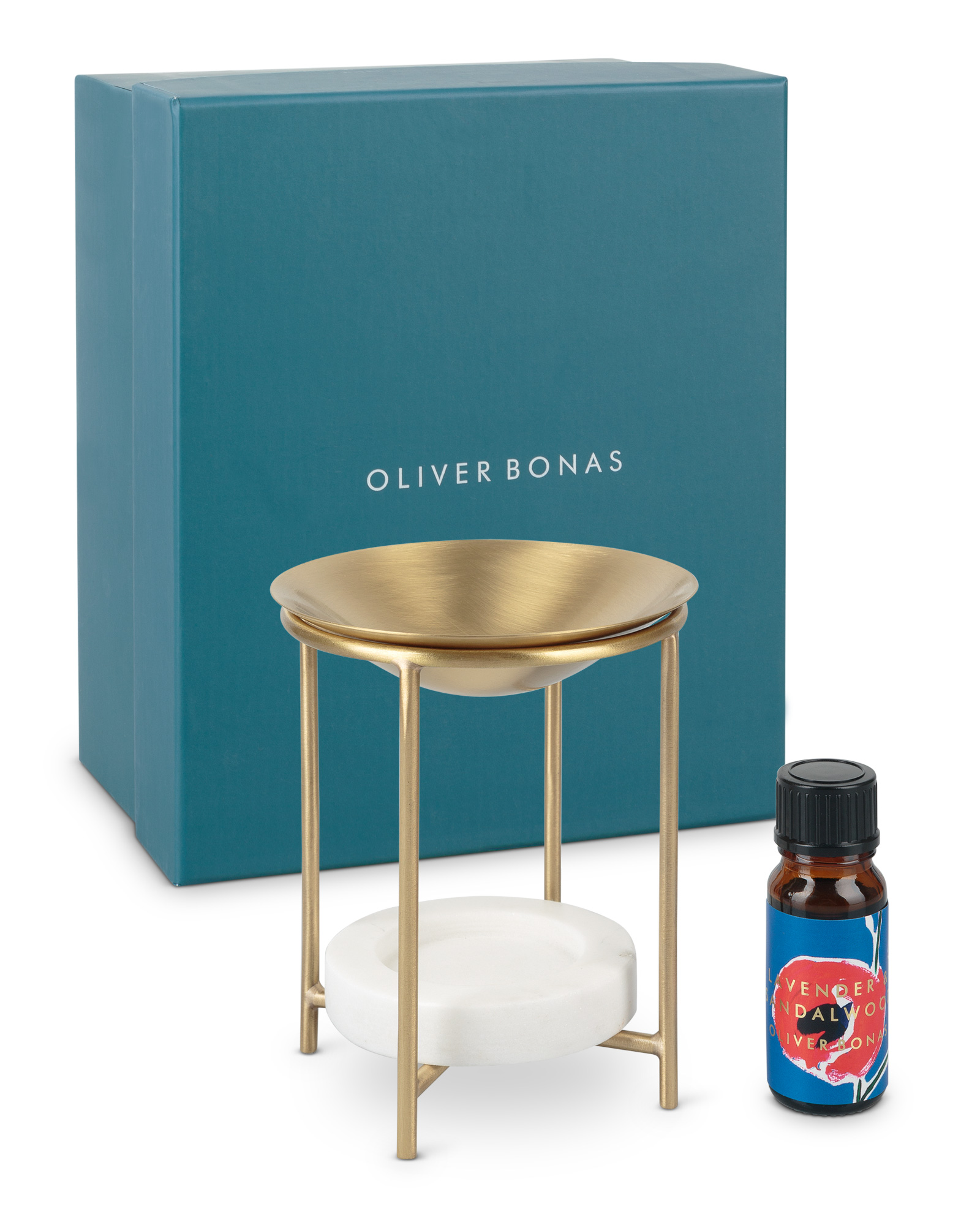 Marble Brass Oil Burner Gift Set Oliver Bonas US