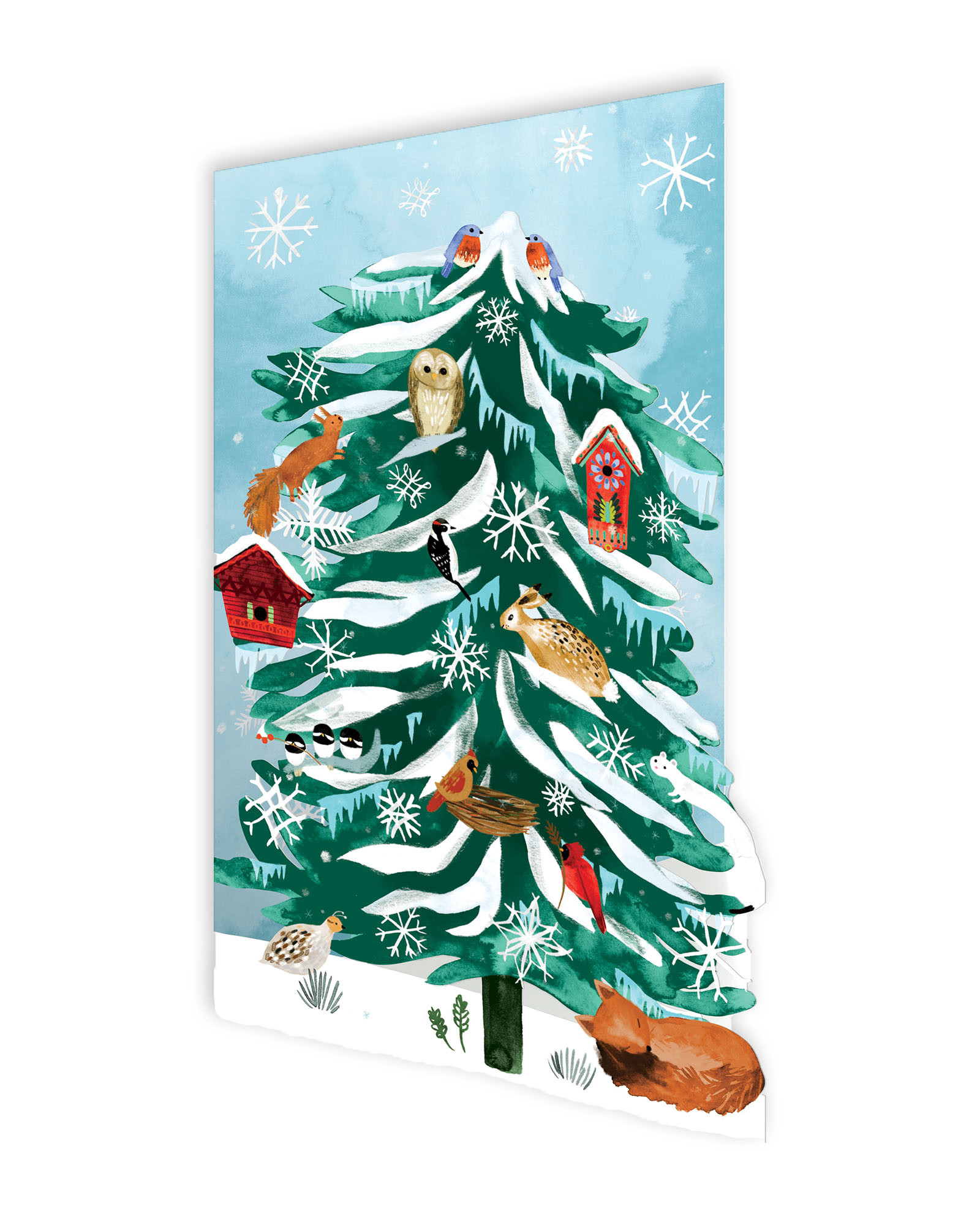 Conifer & Woodland Animals Christmas Card Oliver Bonas
