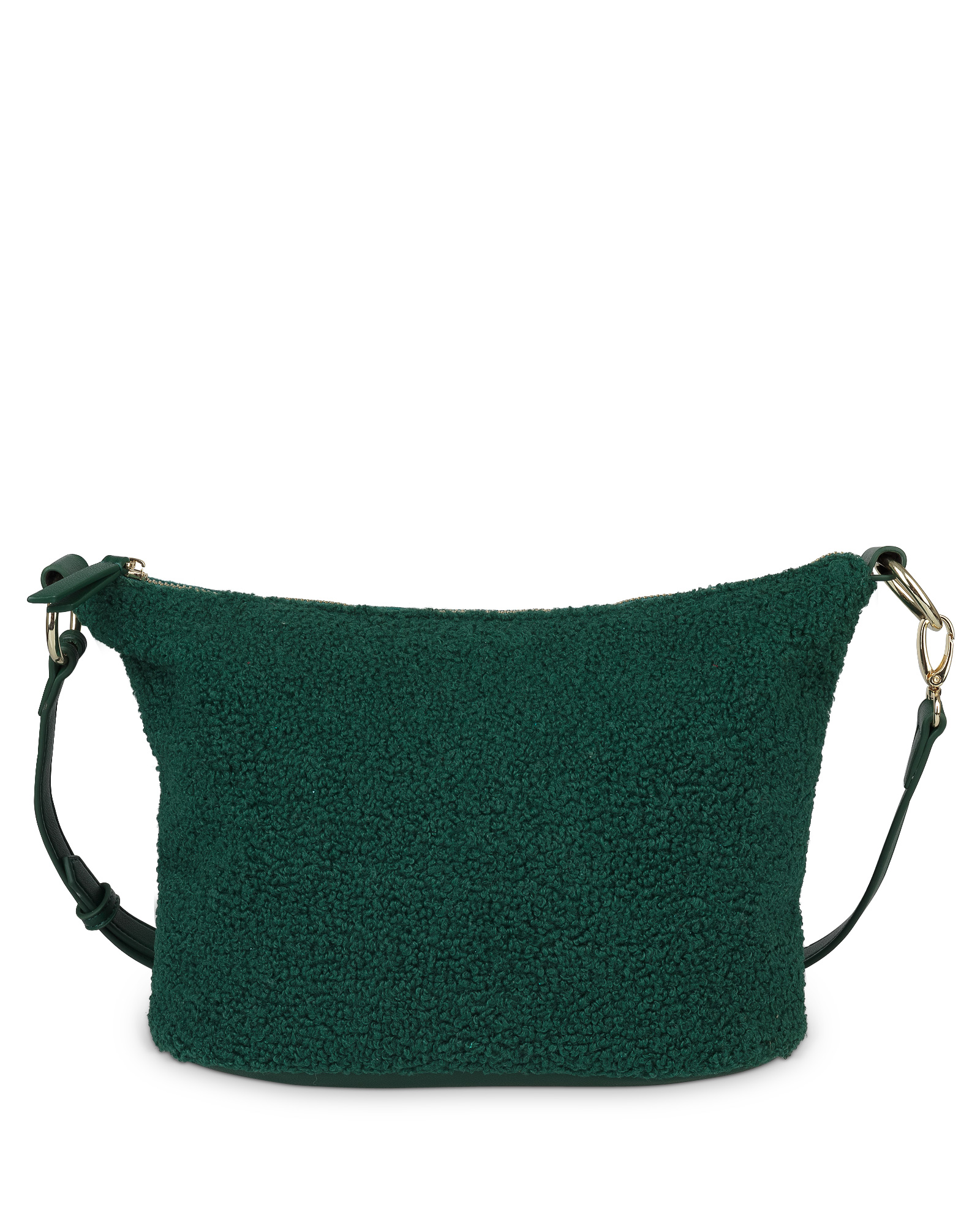 Faux Shearling & Velvet Green Cross Body Bag Oliver Bonas