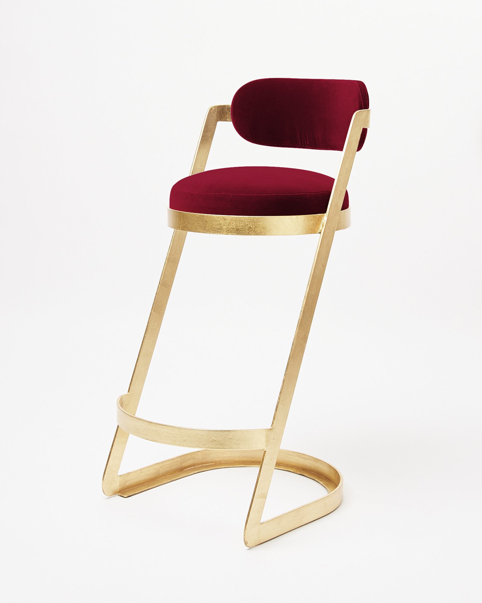 Luxe Mulberry Red Velvet Bar Stool Oliver Bonas