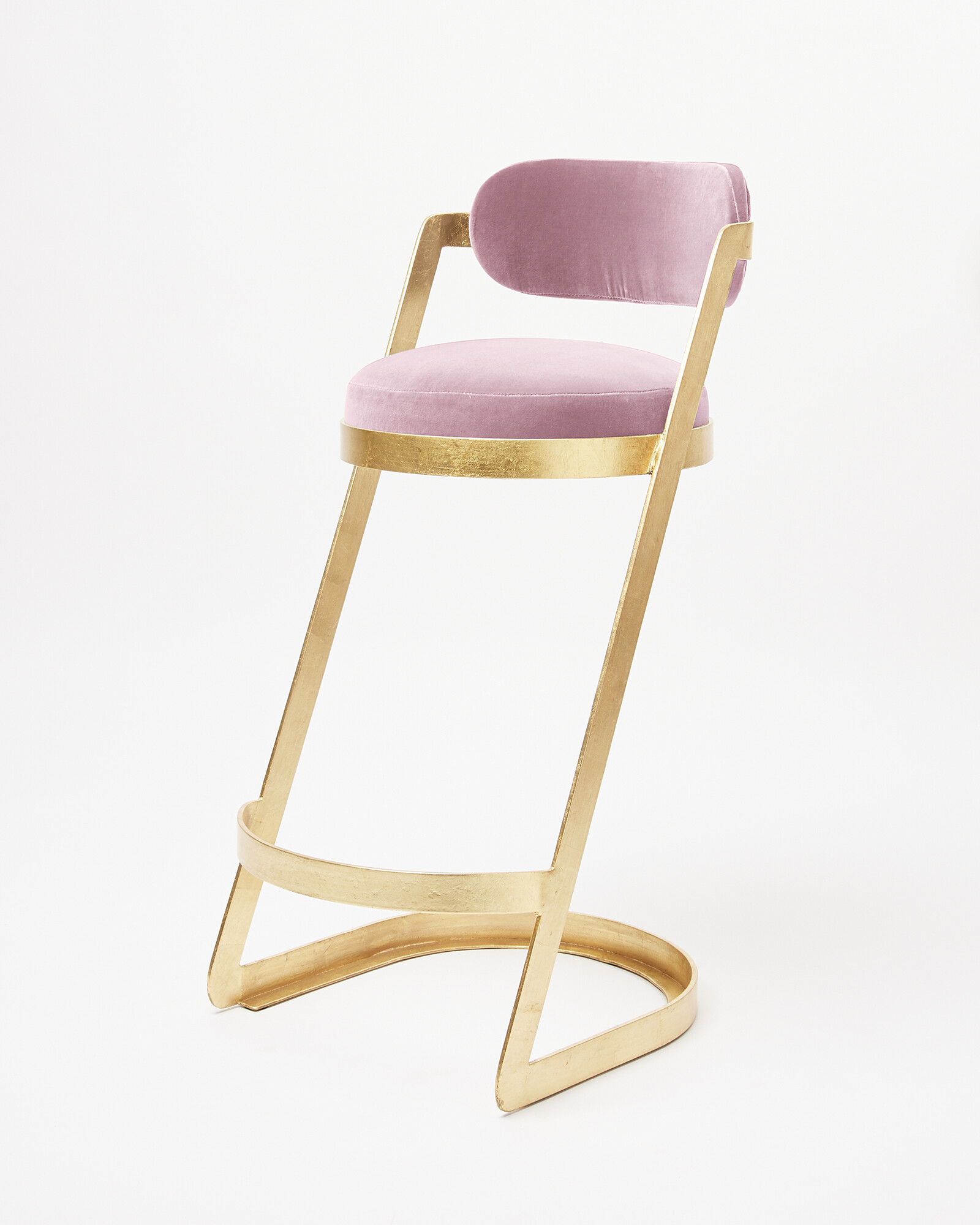 Luxe Pale Rose Pink Velvet Bar Stool Oliver Bonas