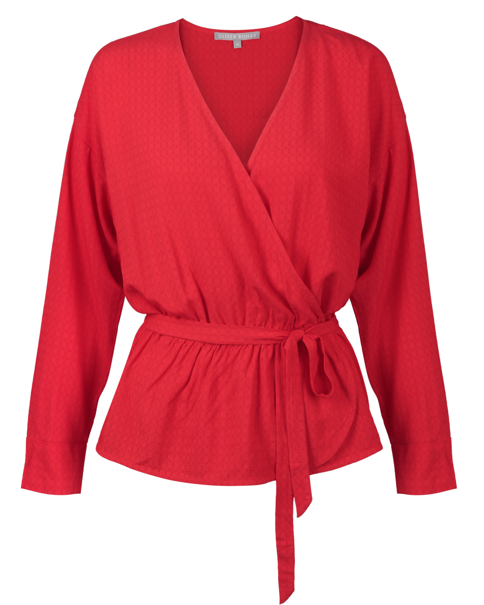 Red Dobby Wrap Top | Oliver Bonas