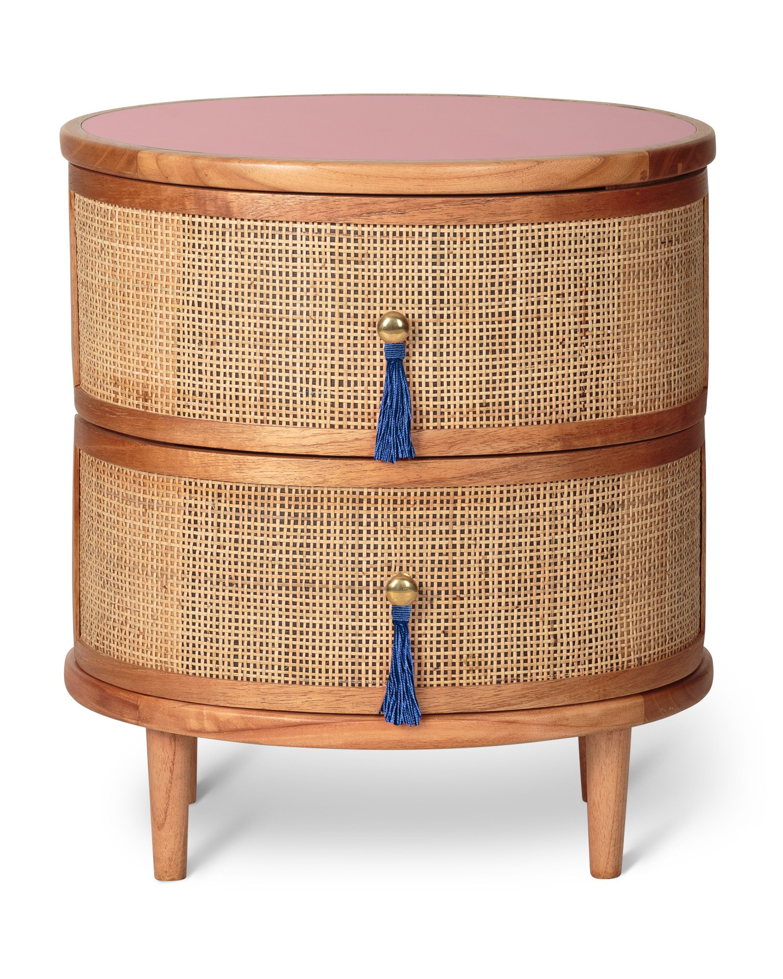 Kinship Rattan Pink Bedside Table Oliver Bonas
