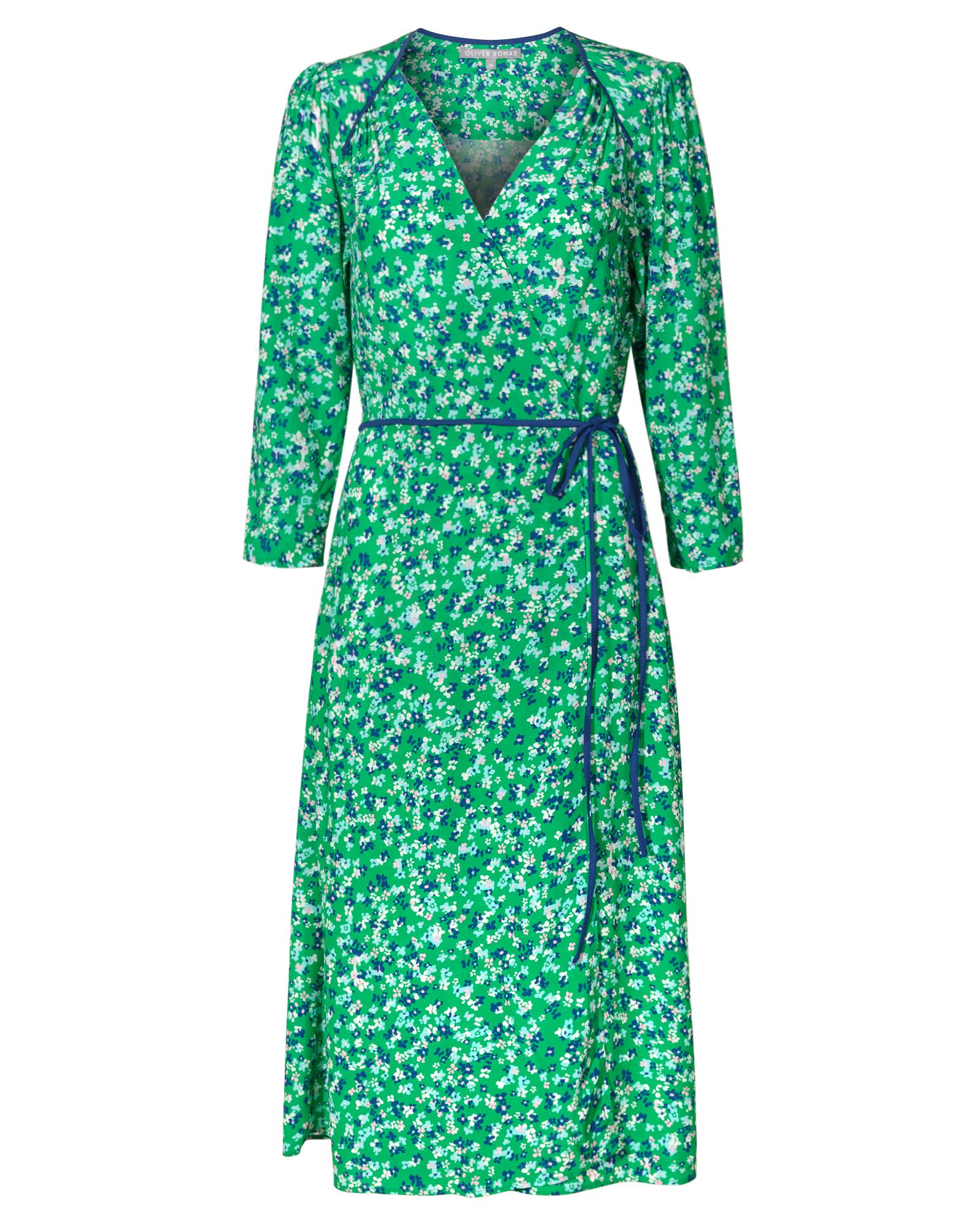 green ditsy print dress