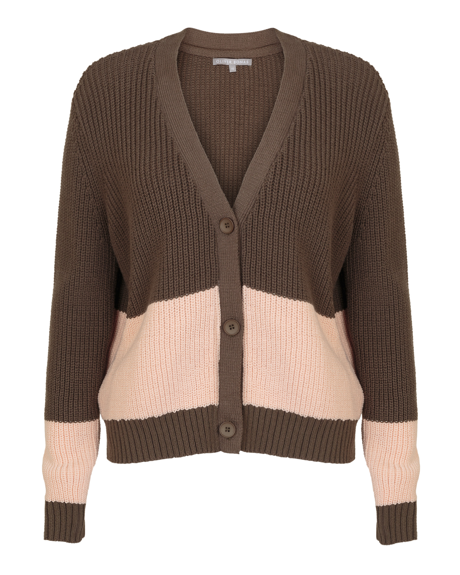 Wayfarer Khaki & Pink Cardigan Oliver Bonas