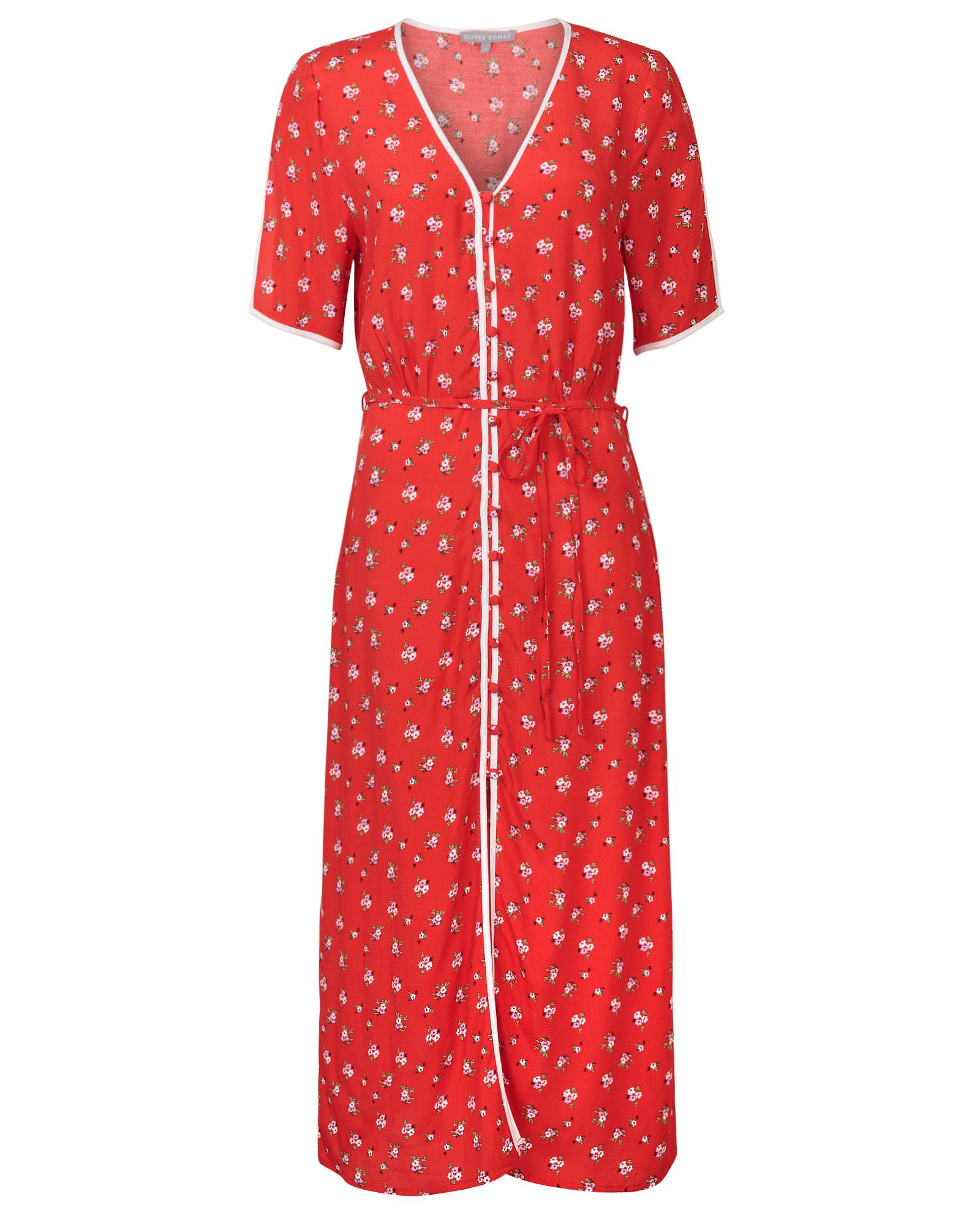 Ditsy Print Red Midi Dress | Oliver ...