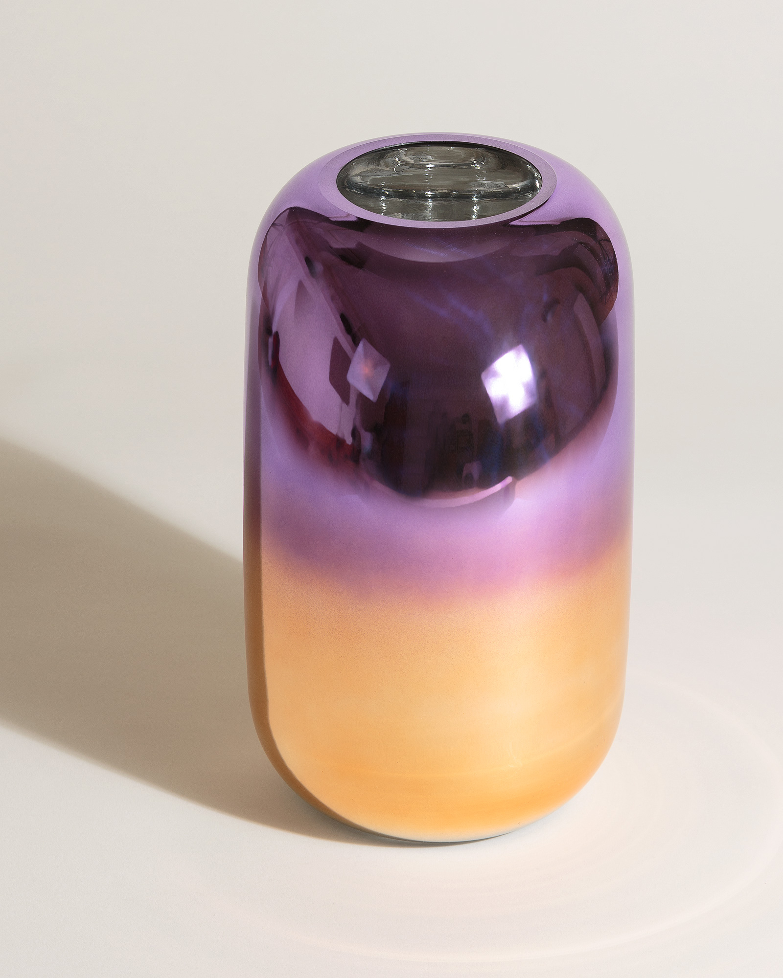 Metallic Glass Purple & Orange Vase Large Oliver Bonas