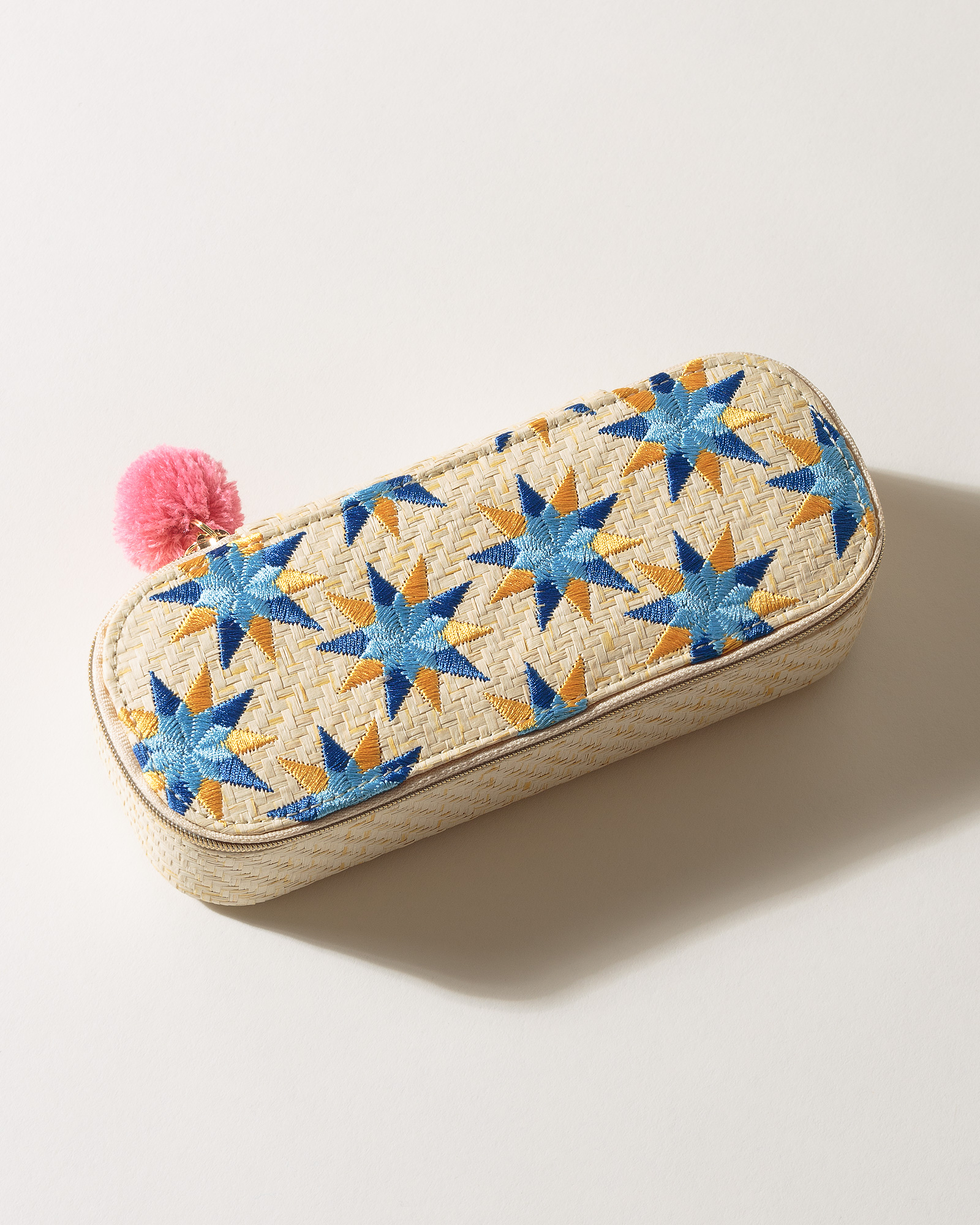 Raffia Blue Long Travel Jewelry Box Oliver Bonas US