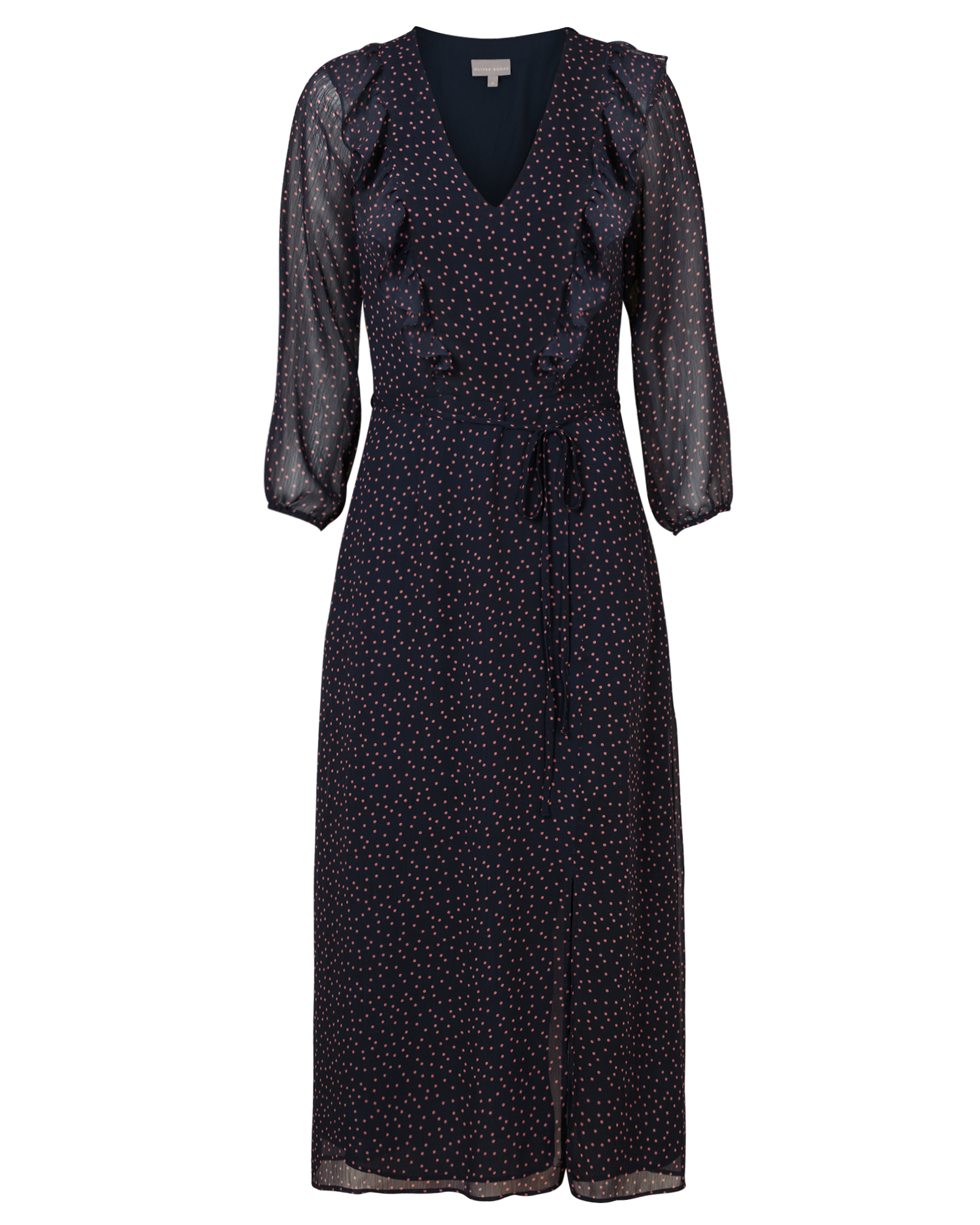 pink dress with black spots