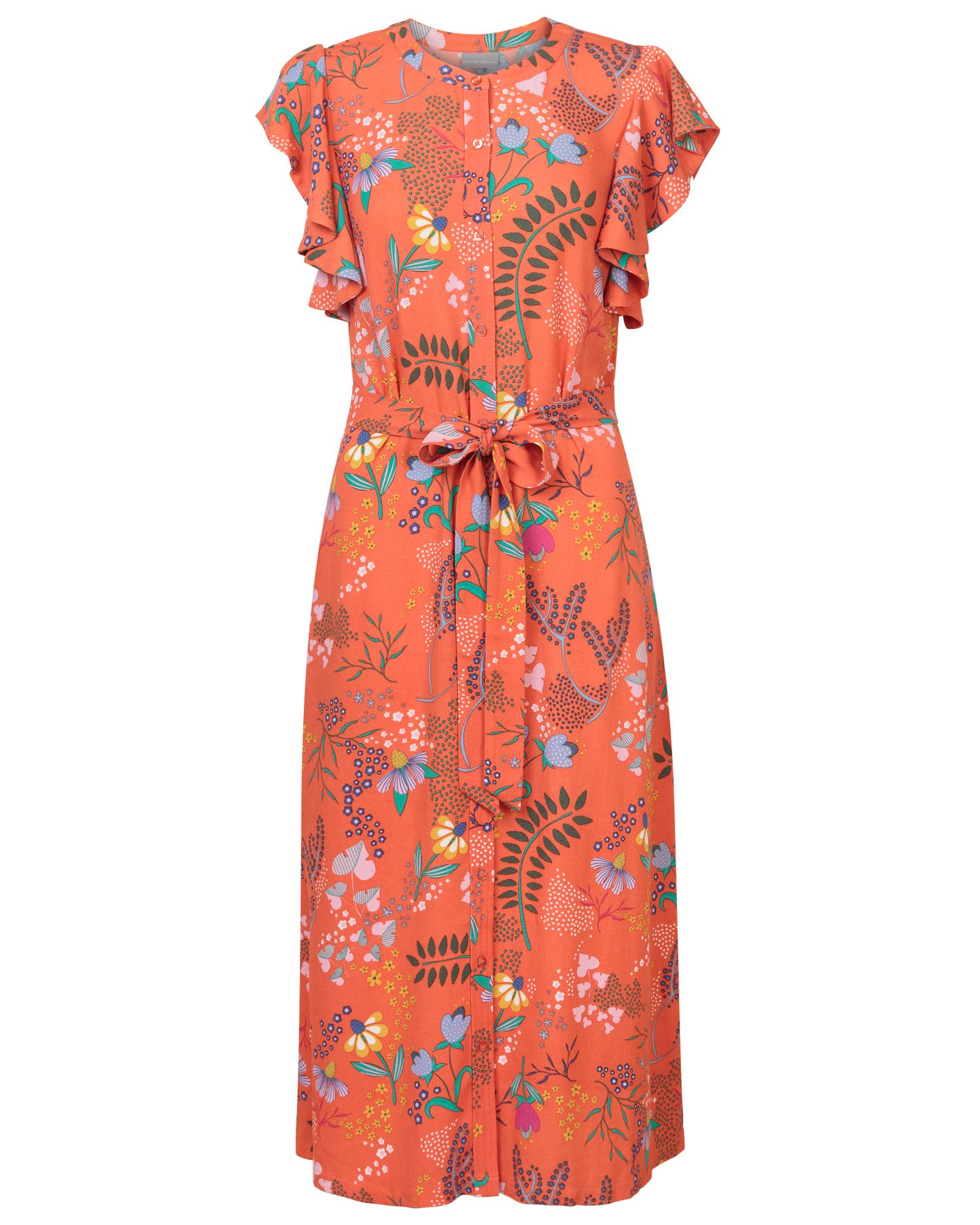 Fairy Tale Floral Orange Midi Dress | Oliver Bonas