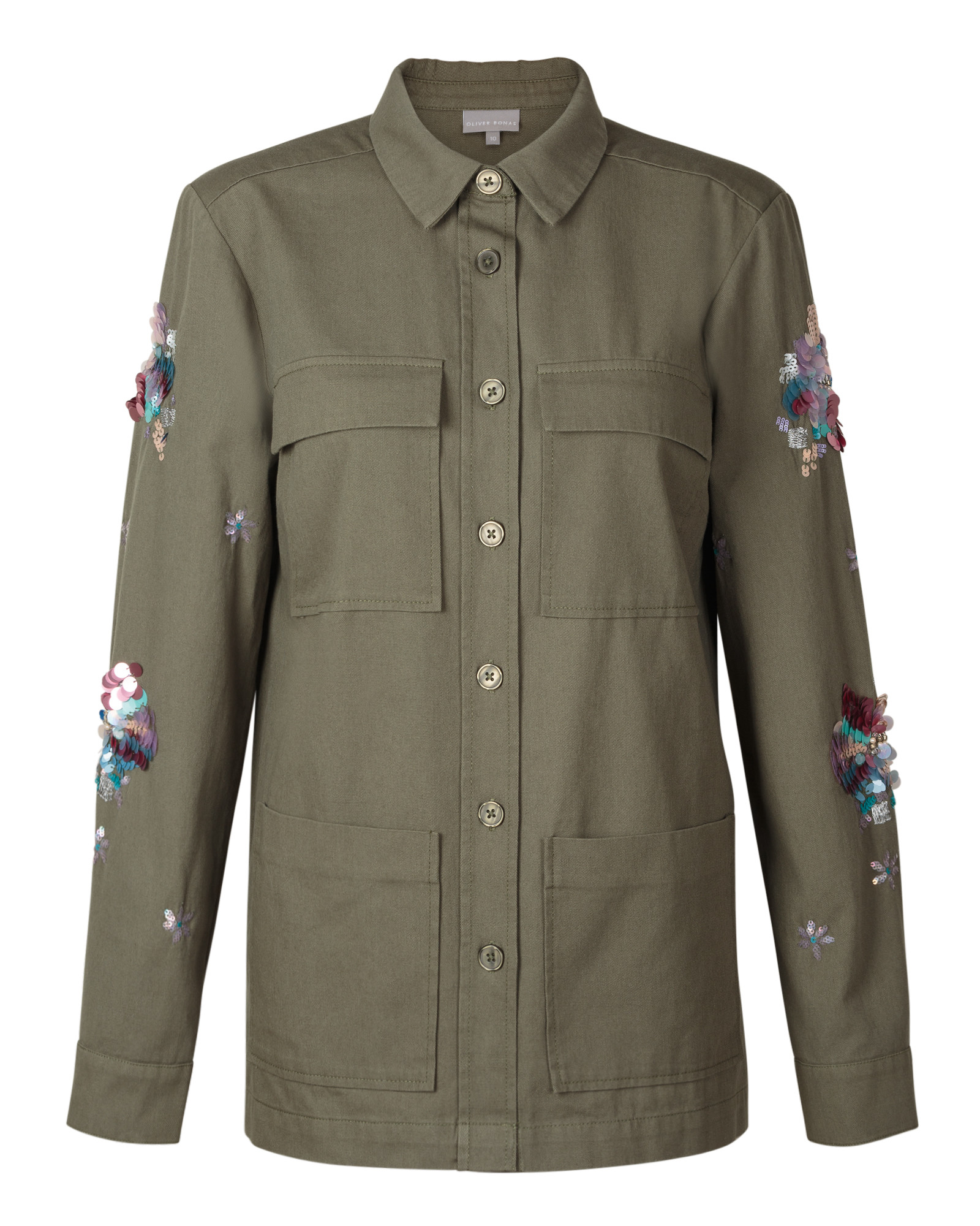 khaki embellished jacket