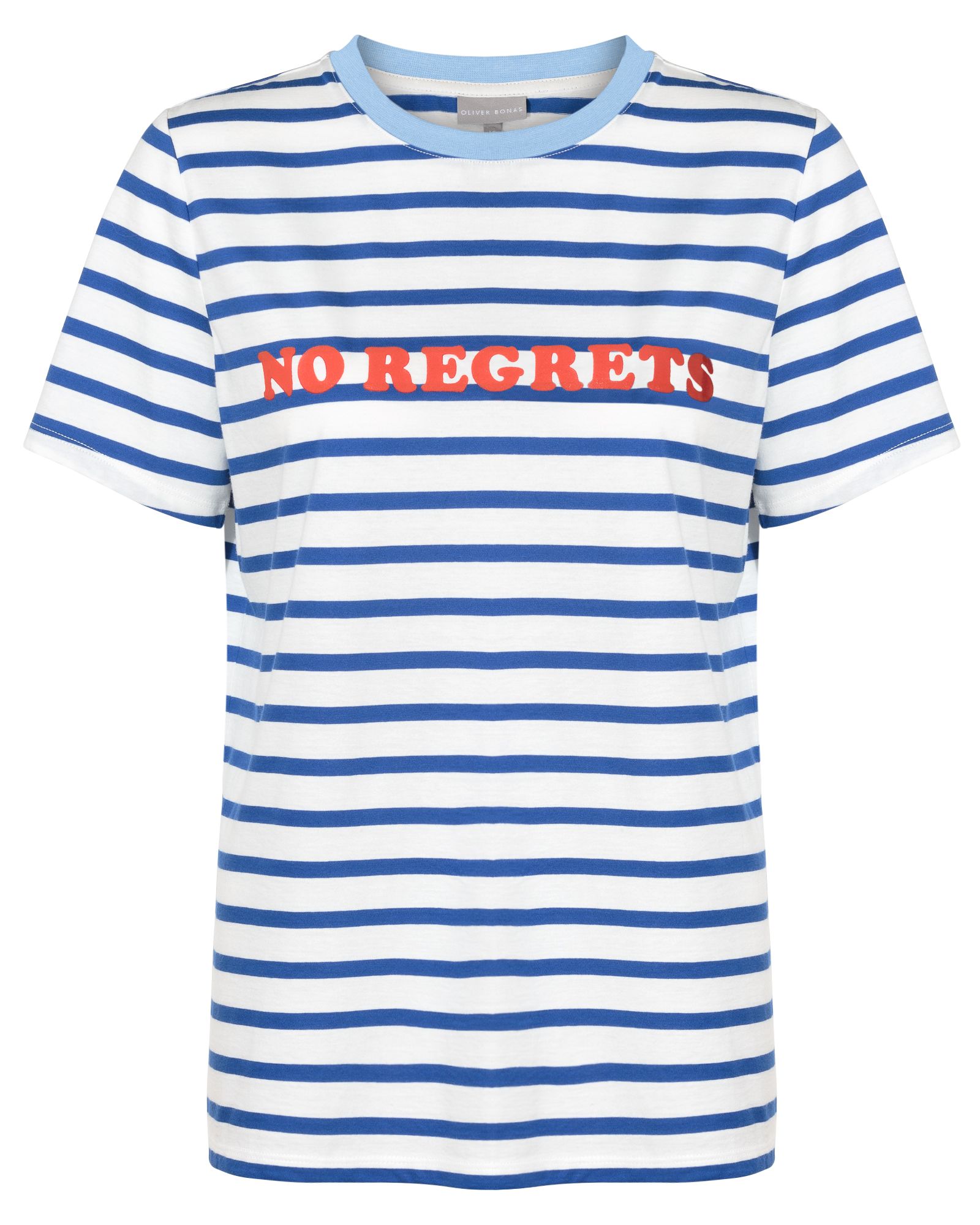 No Regrets Blue Striped T-Shirt | Oliver Bonas