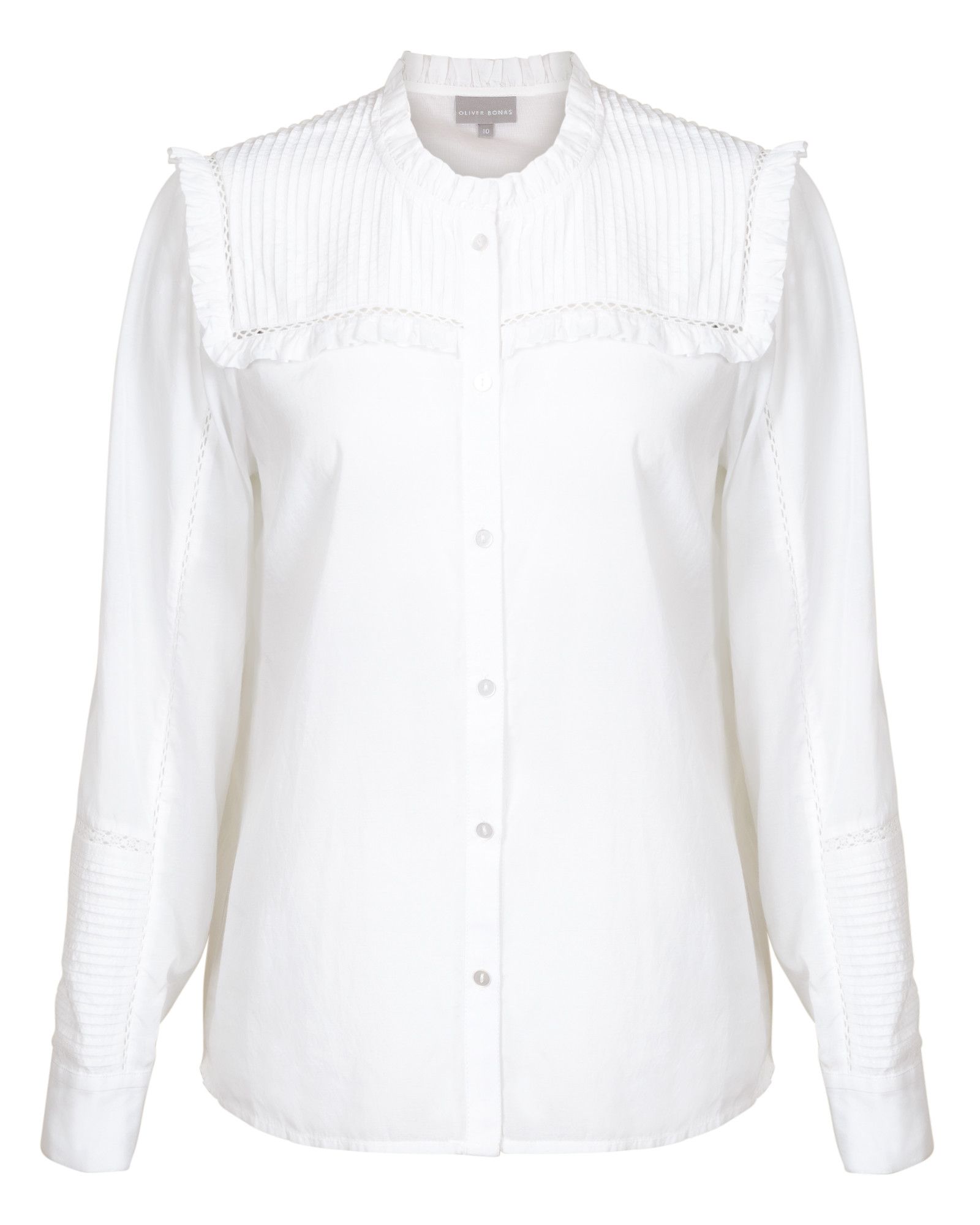 Pintuck & Frill White Shirt | Oliver Bonas