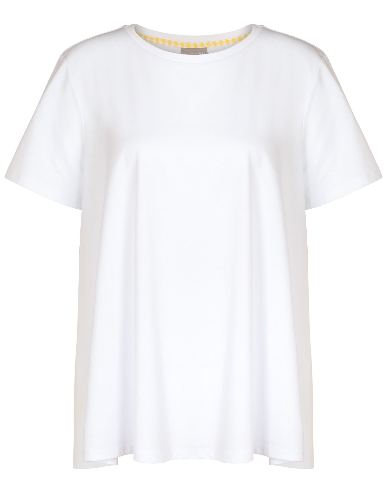 Gingham Back White Cotton T-Shirt | Oliver Bonas