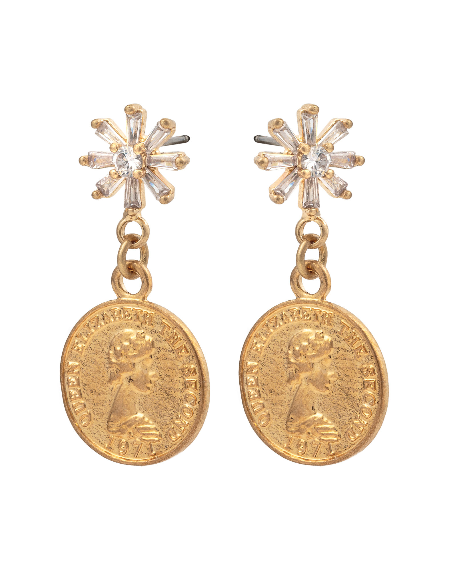 Elizabeth Gem Cluster & Coin Drop Earrings Oliver Bonas