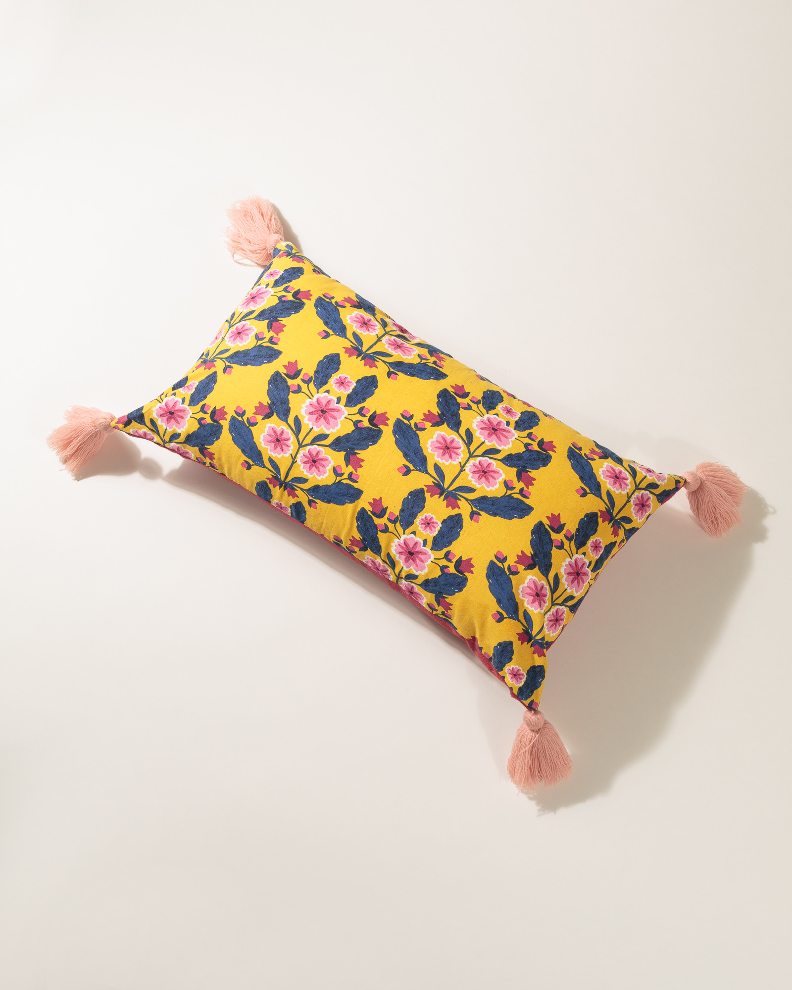 yellow floral pillow