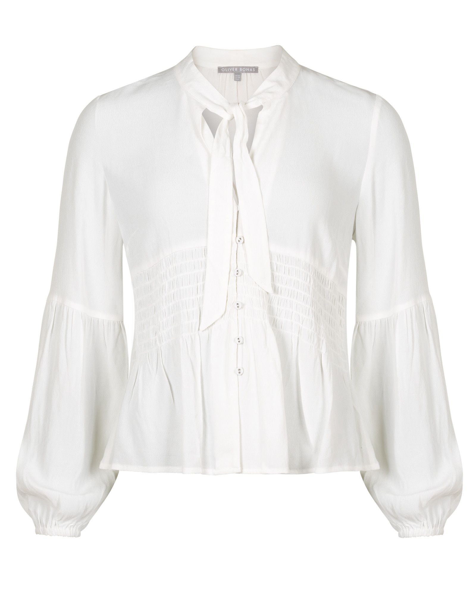 Gathered Tie Front White Shirt | Oliver Bonas