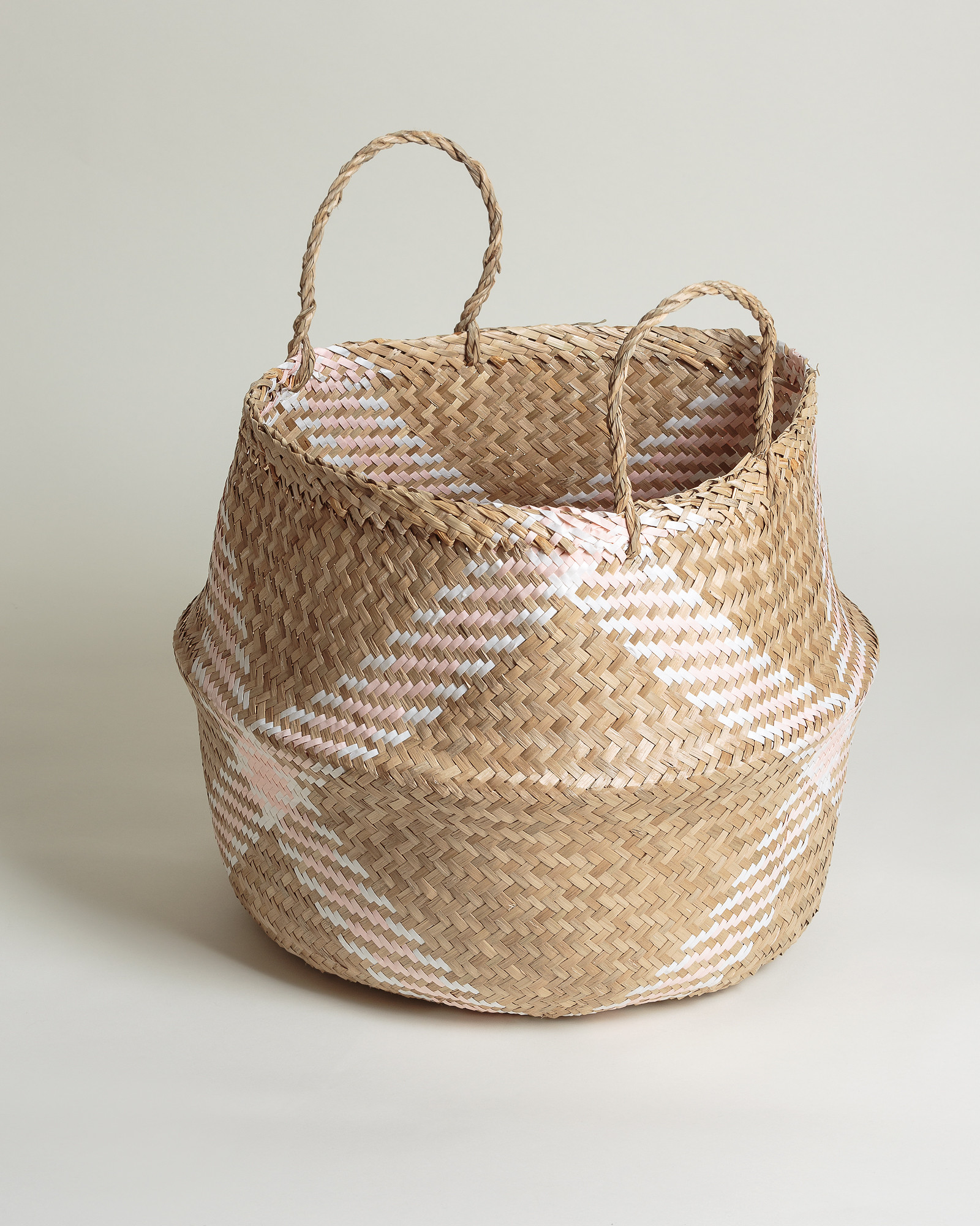 Checked Seagrass Storage Basket Medium Oliver Bonas US