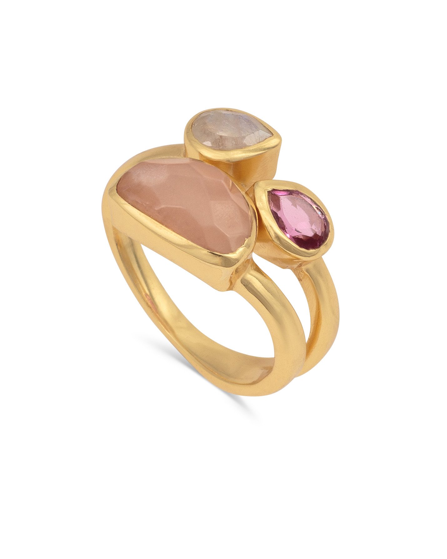 Concordia Multi Stone & Gold Plated Statement Ring Oliver Bonas