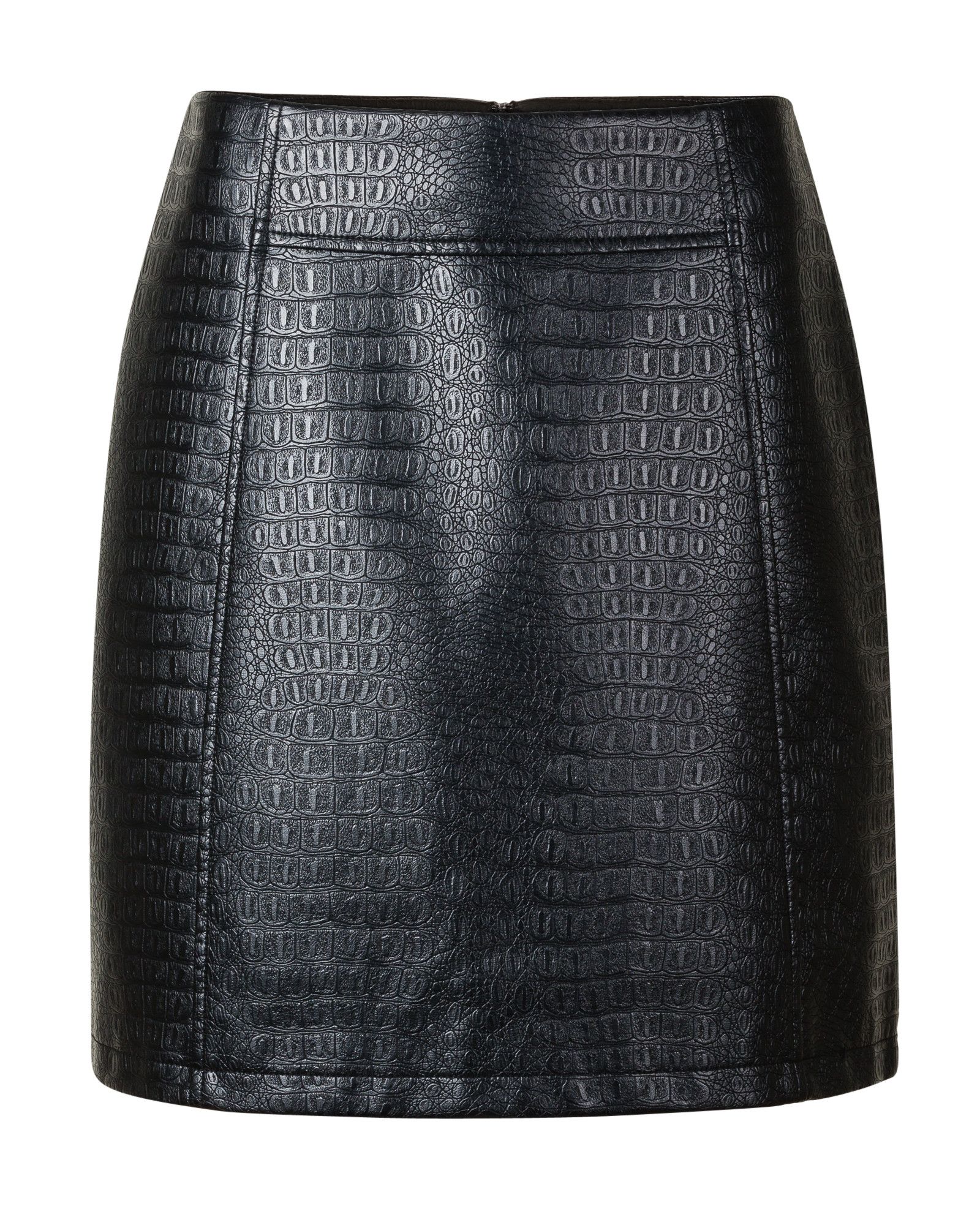 Croc Faux Leather Black Mini Skirt Oliver Bonas