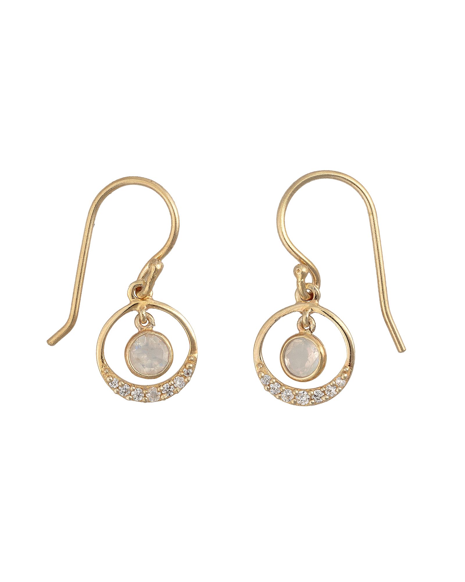 Nuala Circle & Stone Gold Plated Drop Earrings | Oliver Bonas