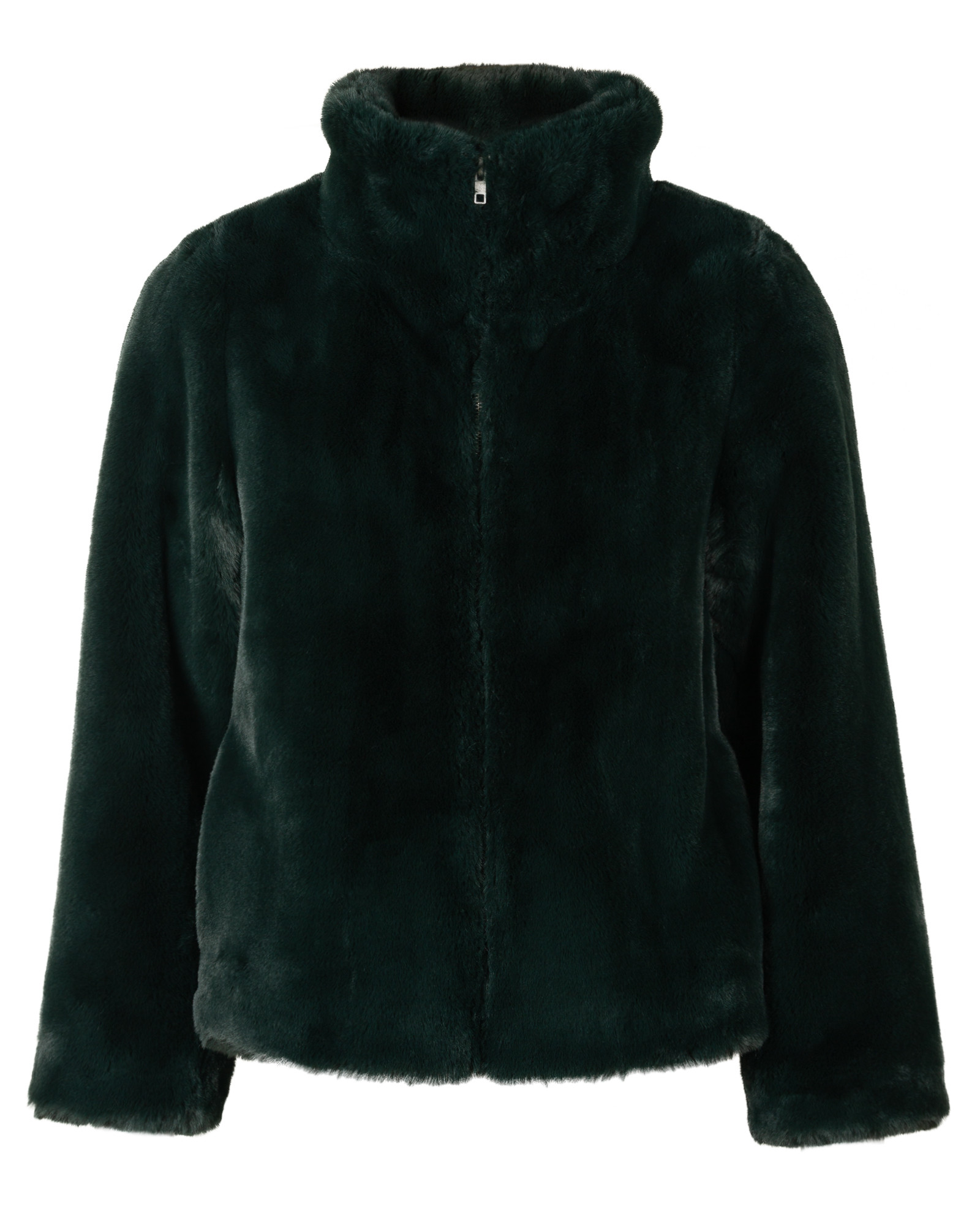 green faux fur jacket