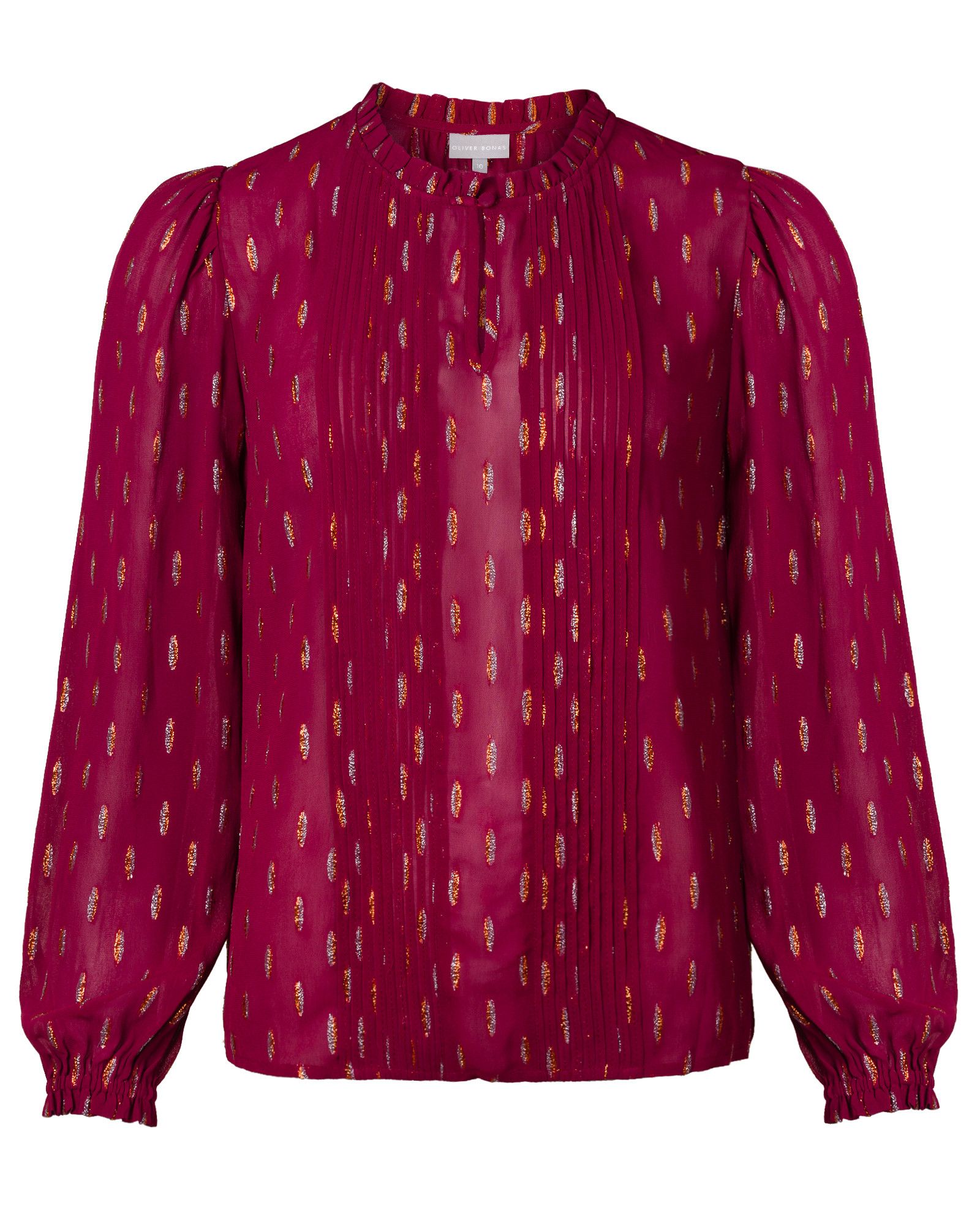 Sparkle Jacquard Red Long Sleeve Top | Oliver Bonas