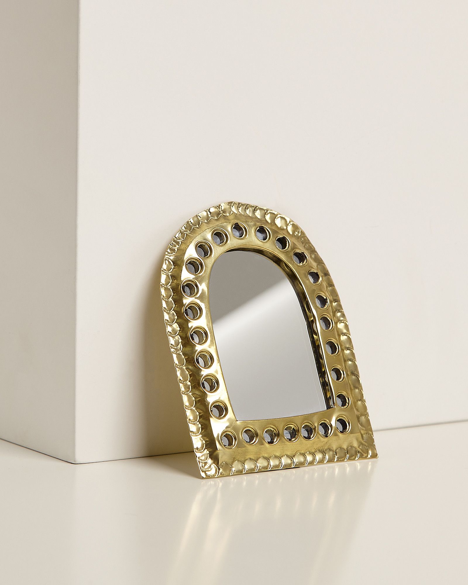 Morocco Gold Brass Wall Mirror Small, Moroccan Style Mirror Gold