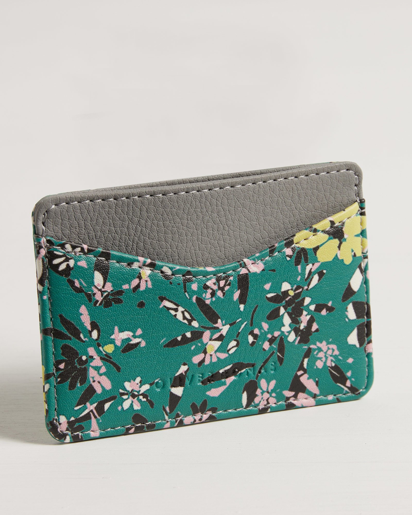 Rosa Green Floral Print Card Holder Oliver Bonas