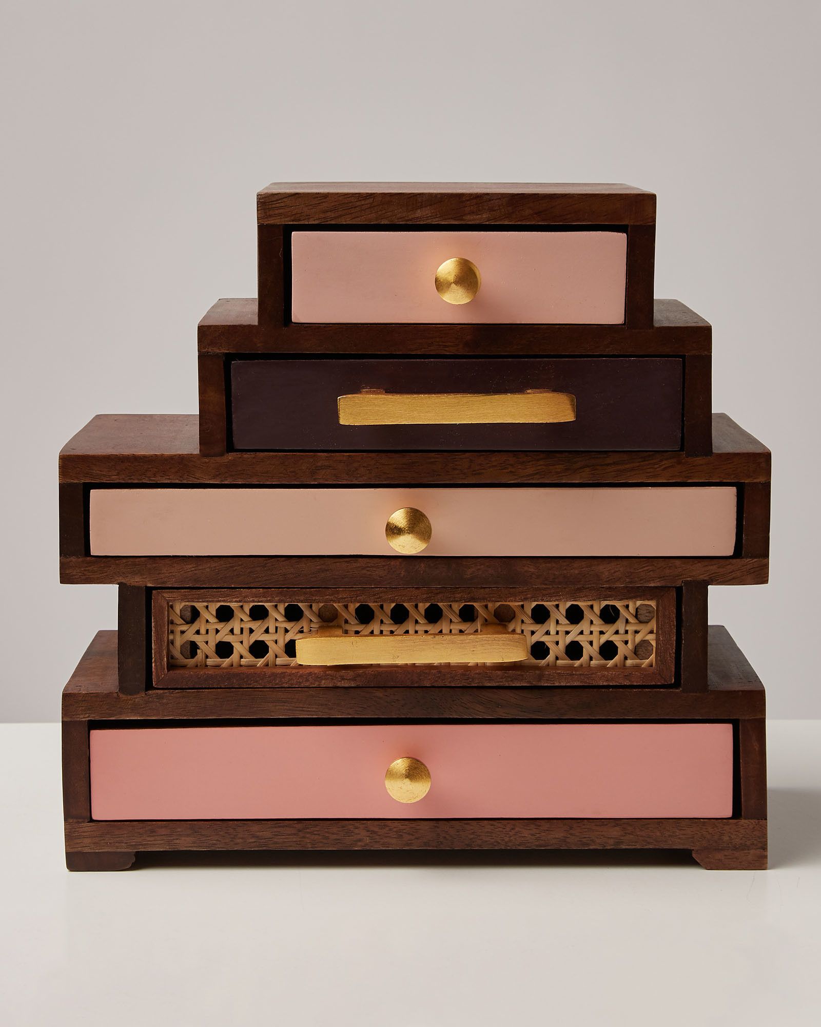 Luiza Pink Mango Wood Jewellery Box Small Oliver Bonas