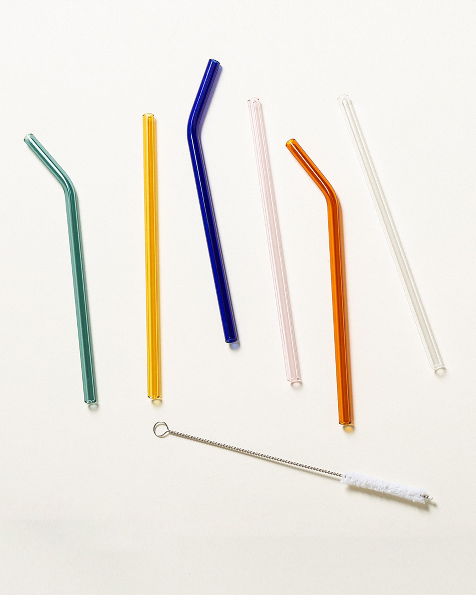 Multicoloured Reusable Glass Straws Pack of Six